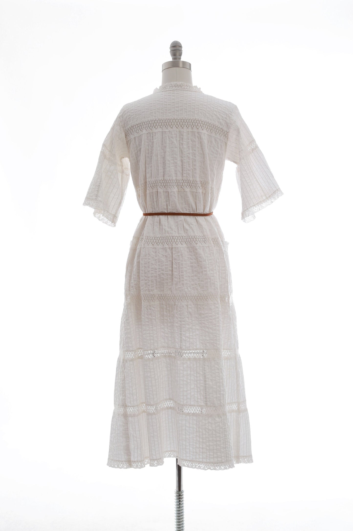 Vintage 70s Mexican white cotton crochet Dress