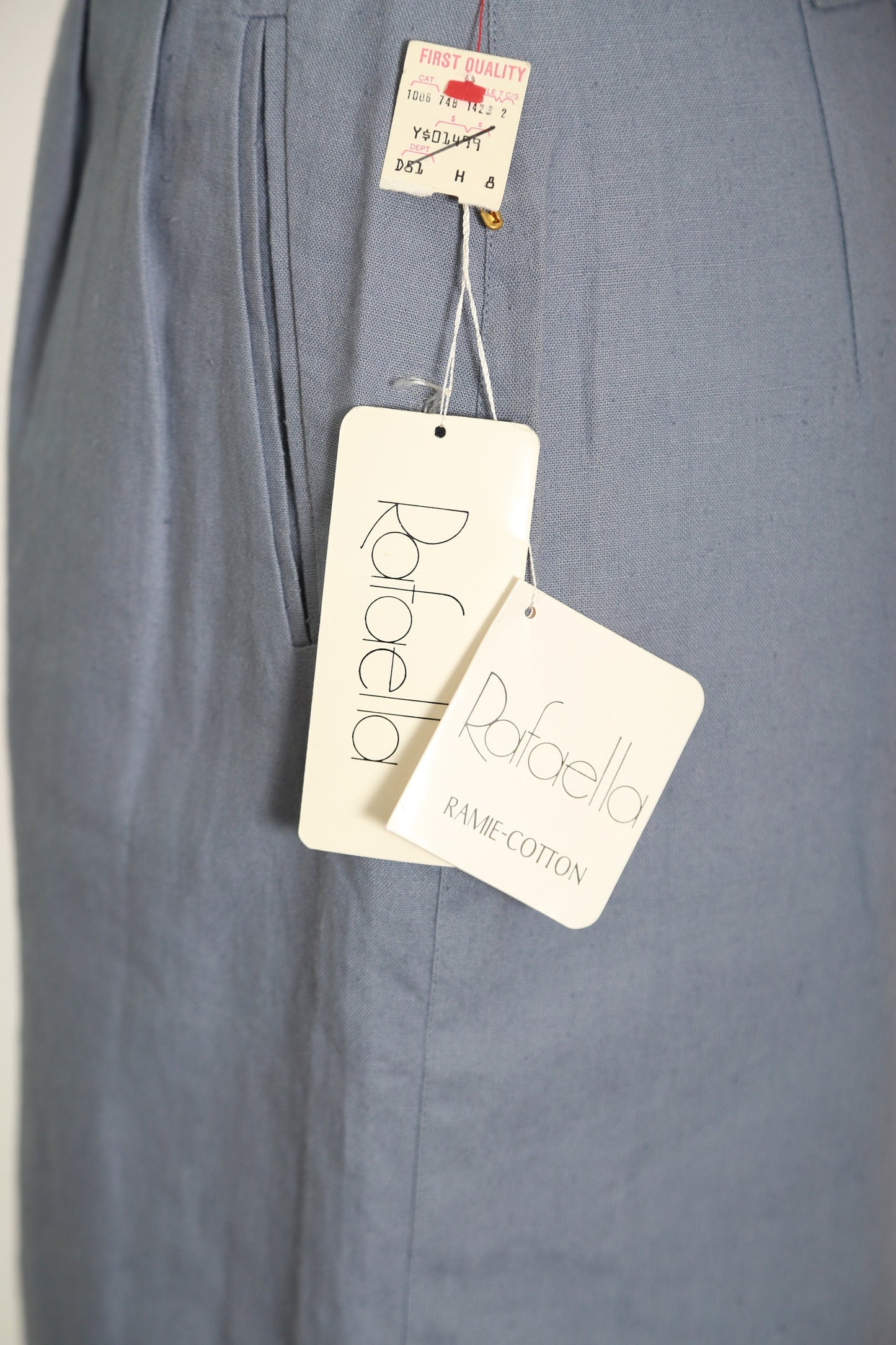 90s ramie cotton steel blue pencil skirt