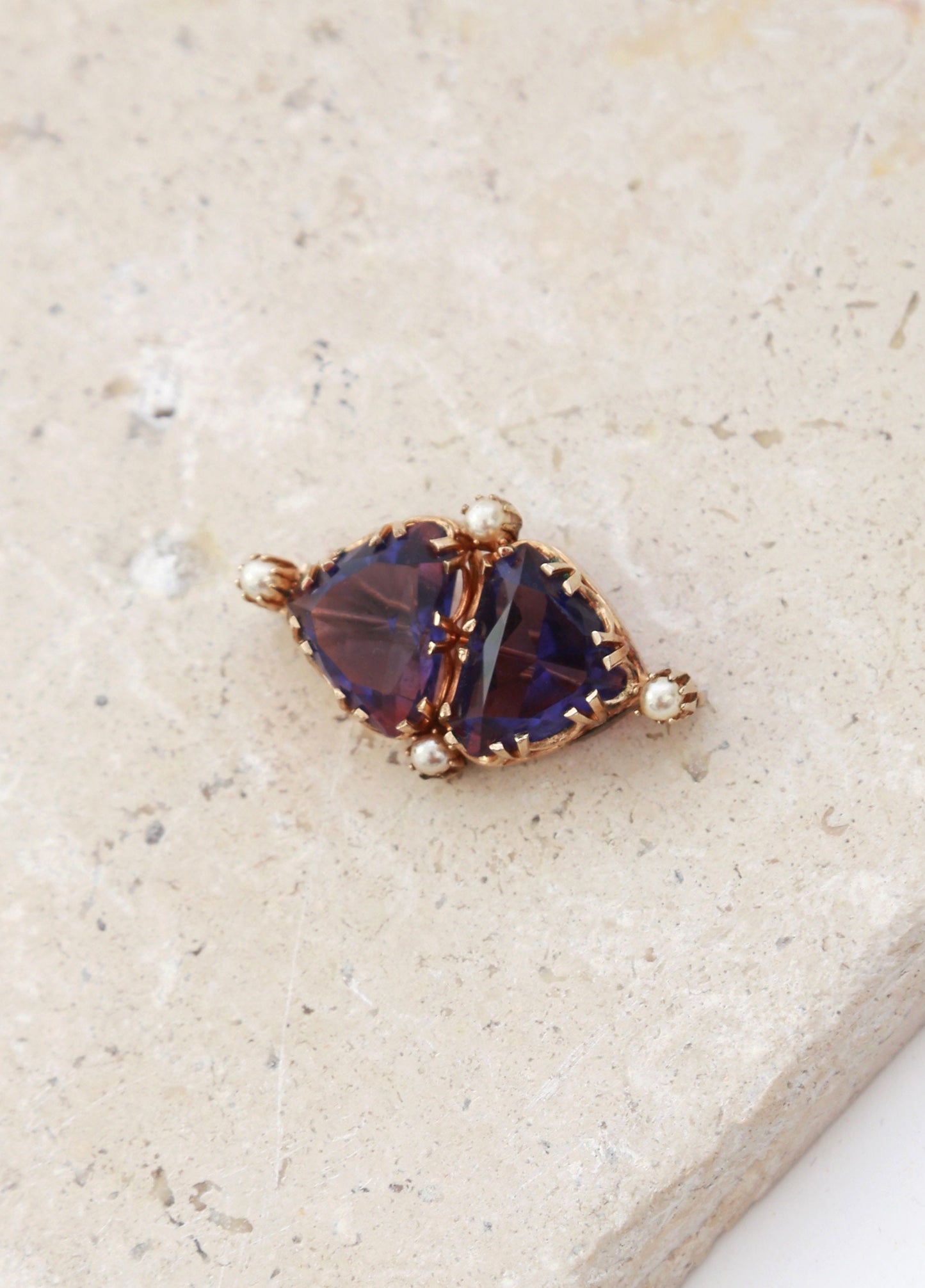 Amethyst gold brooch | Antique vintage Edwardian large Amethyst 9k gold seed pearl brooch