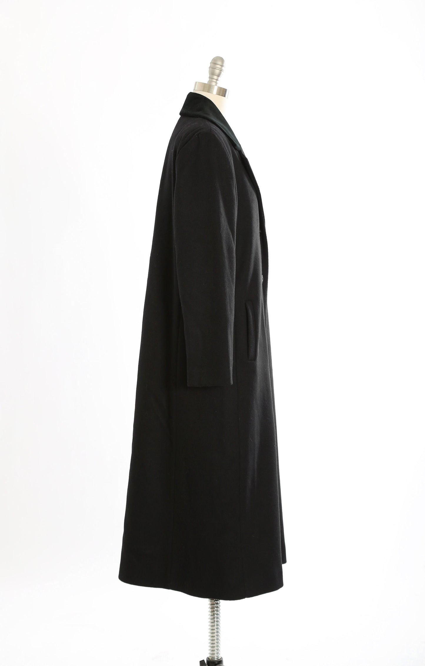 90s black wool coat | Vintage 1990s PENDLETON black velvet Merino wool long oversized coat