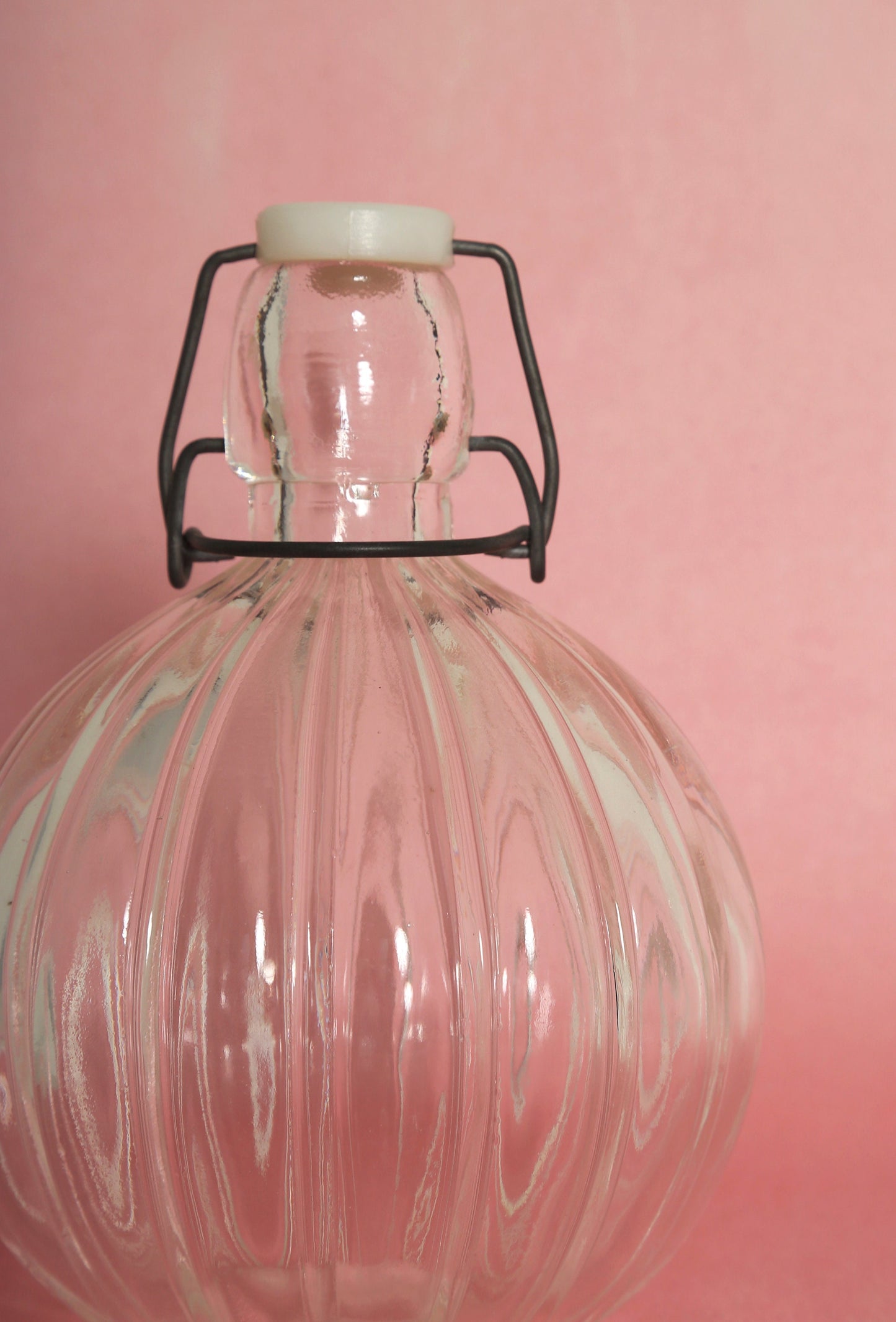 Vintage round ribbed glass liqueur bottle decanter
