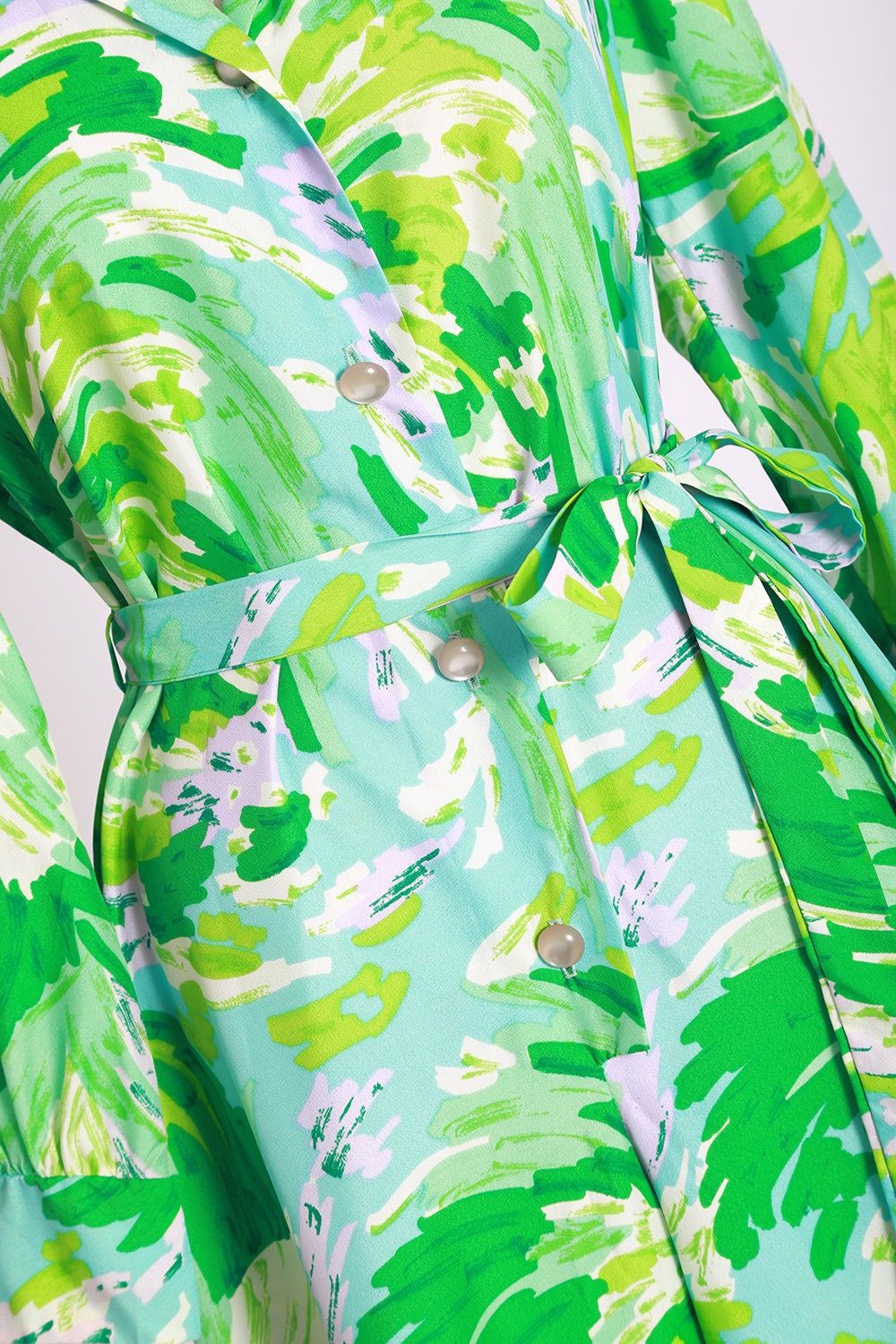 Kamore abstract jumpsuit | Vintage 60s green Jumpsuit | 1960s huge Palazzo jumpsuit