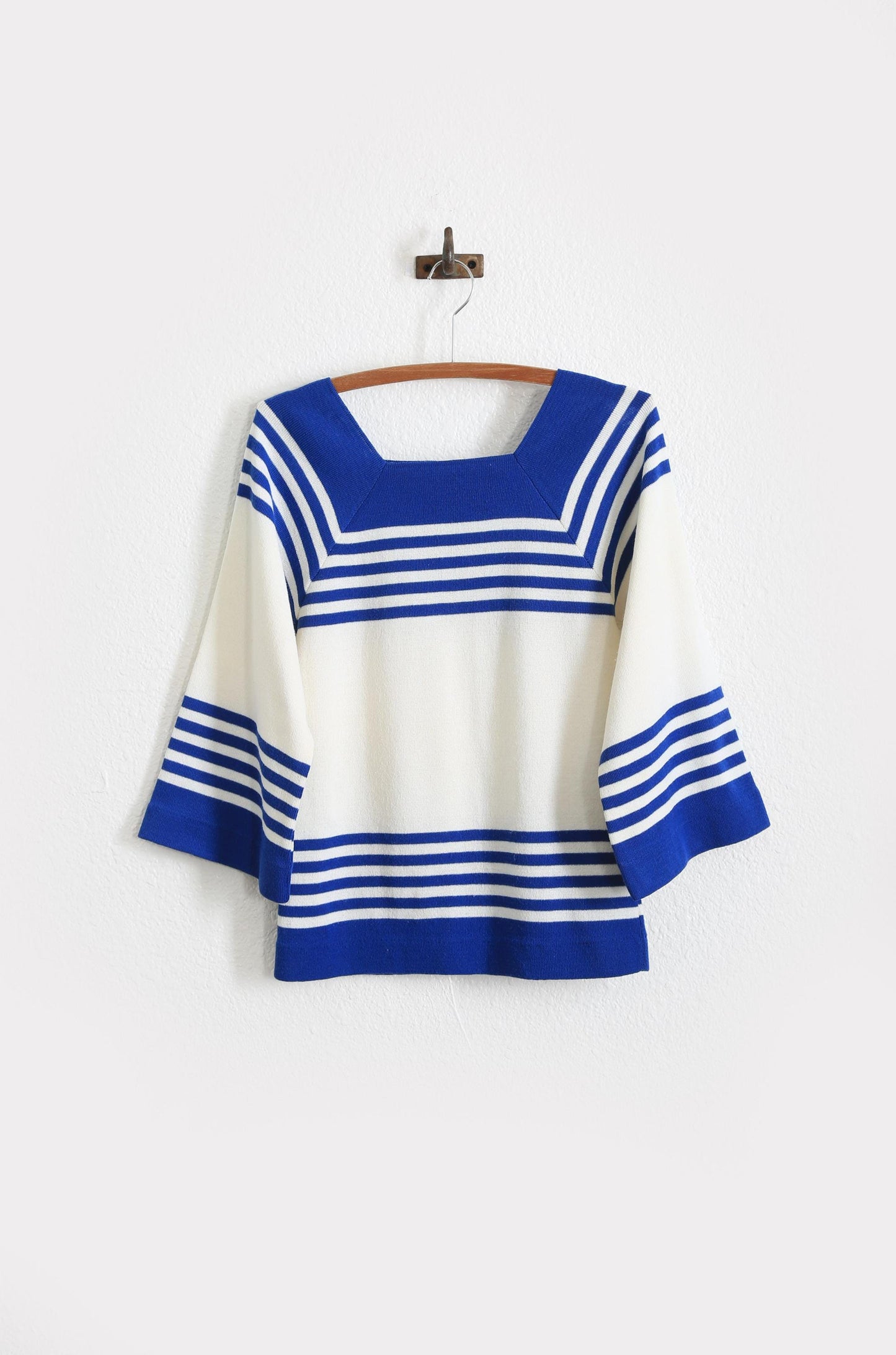 70s Nautical bell sleeve knit top