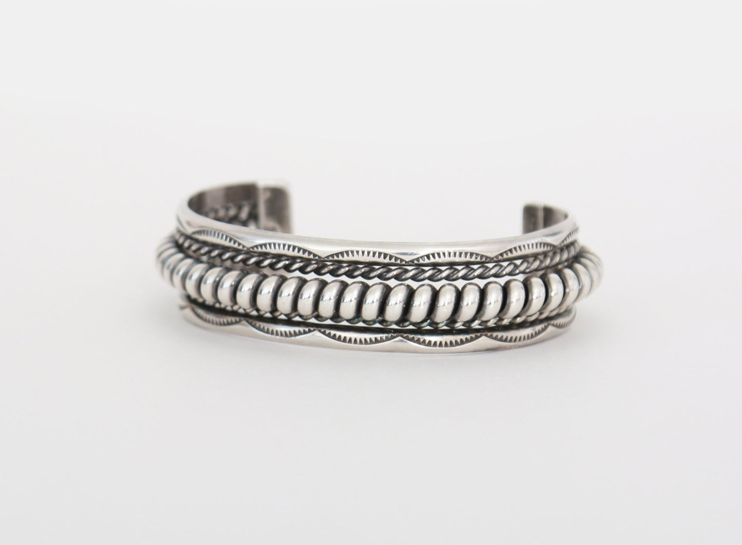 Vintage Navajo TAHE sterling silver signed cuff bracelet 56g