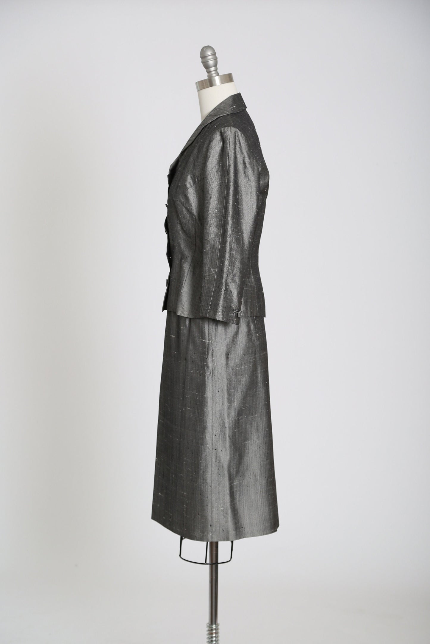 Vintage 1940s silver dress 2pc suit