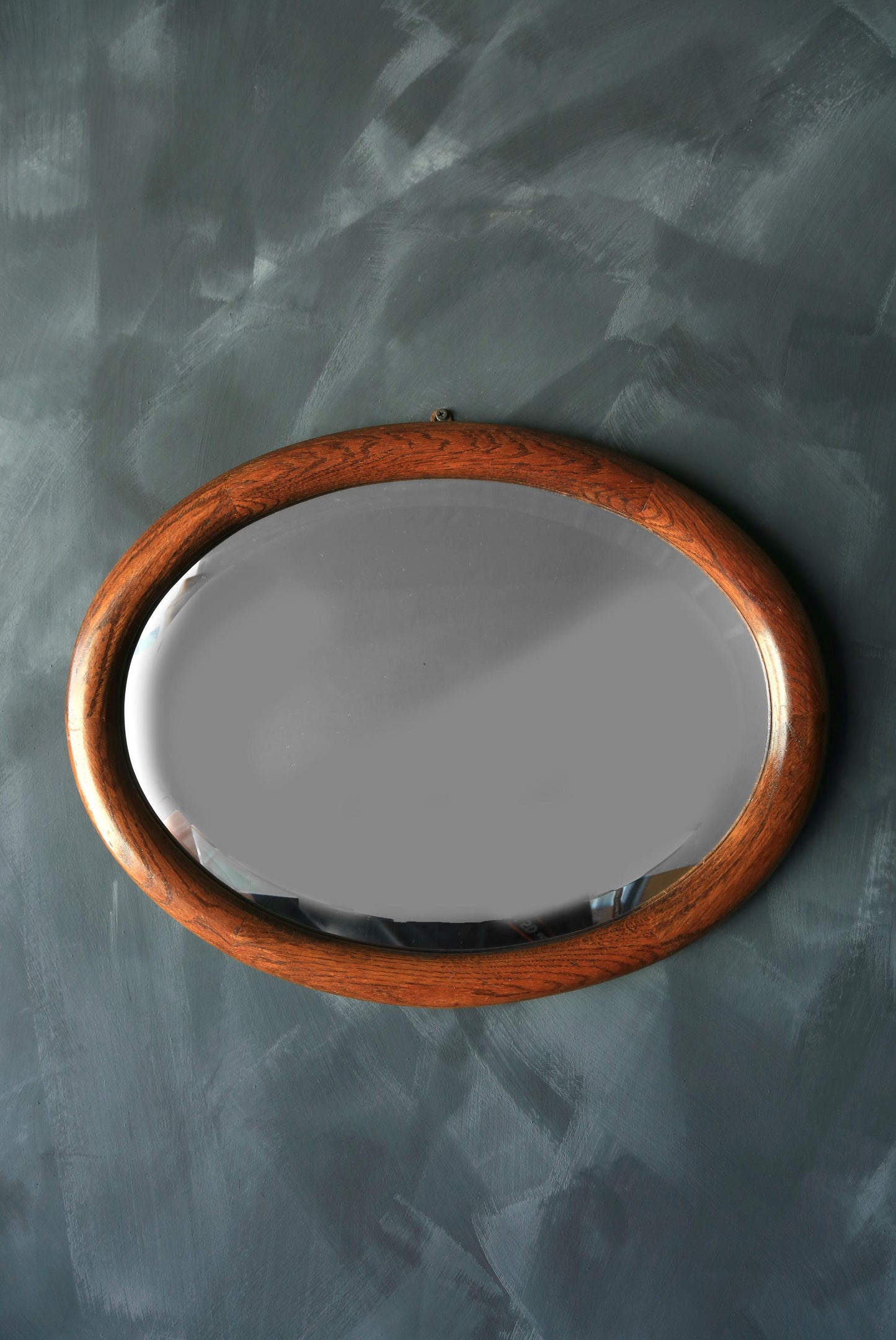 Antique Oak wood Oval mirror