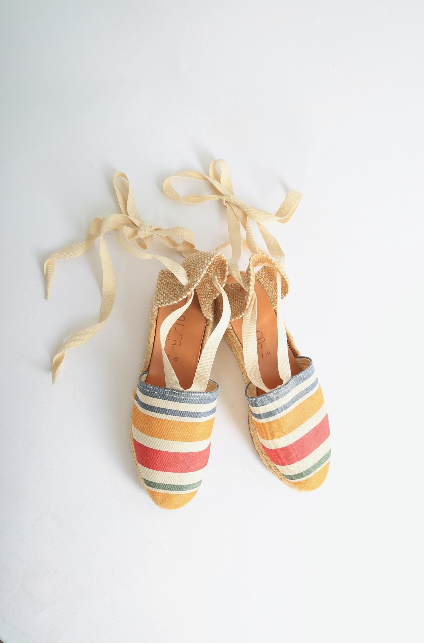 Vintage striped Spanish Espriella lace up shoes Sz 7 1/2