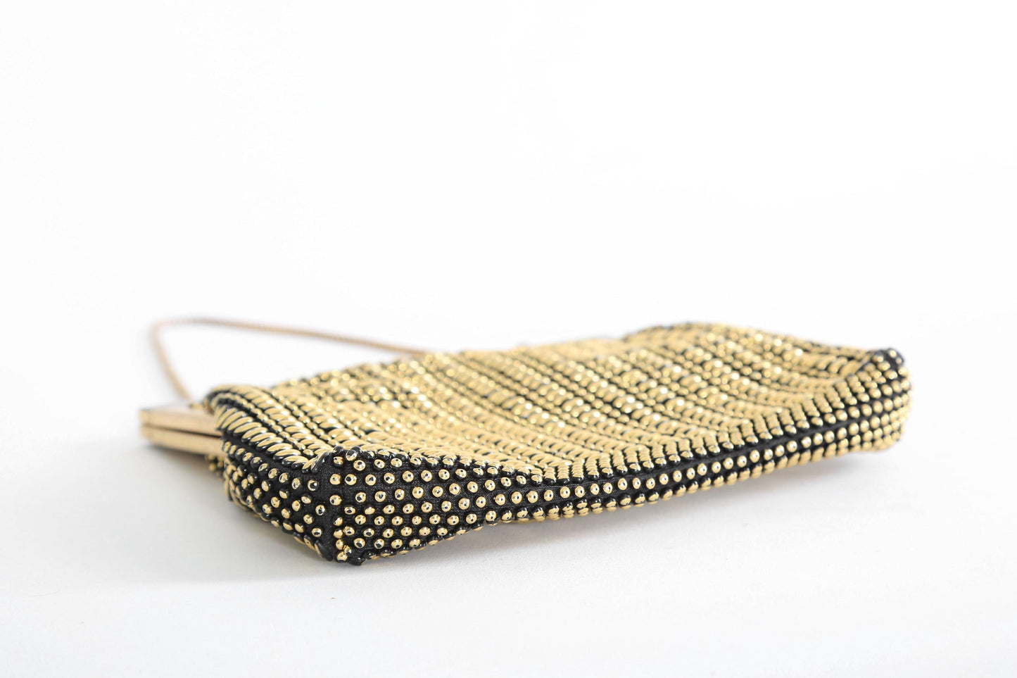 Vintage 1960s Gold beaded chain clutch purse