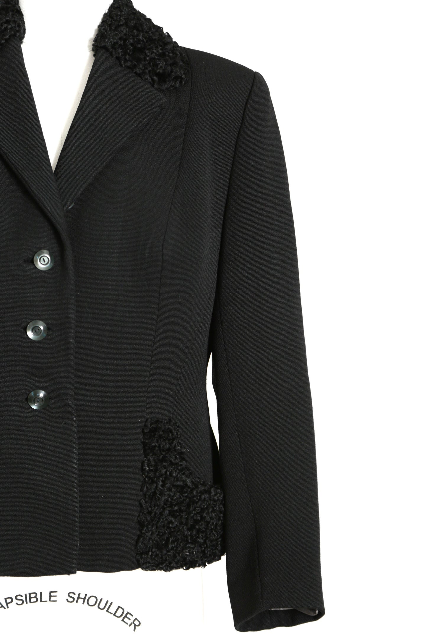 Reine Wolle blazer | Vintage 40s black curly lamb wool blazer | 1940s Persian curly Lamb coat