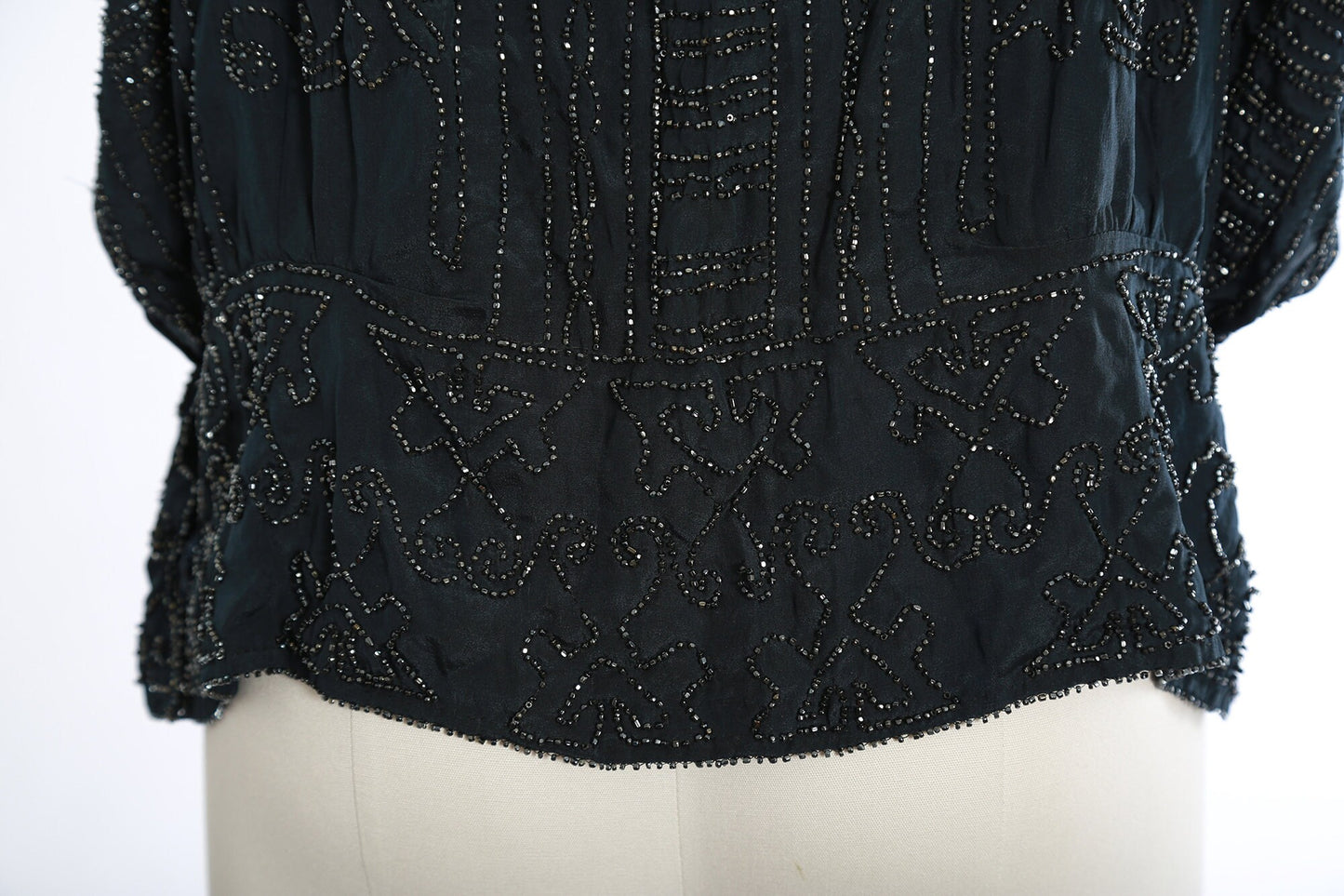 Antique 1920s French silk beaded blouse | 1920s silk glass beaded Art deco flapper blouse