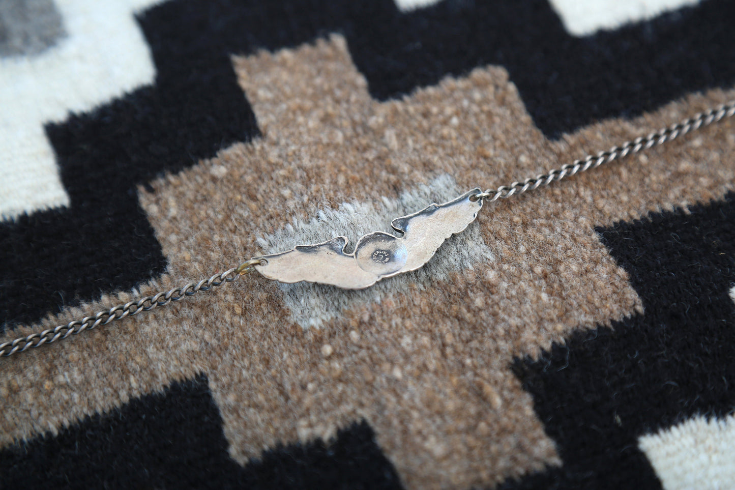 Vintage 1940s WWII US. Army Air Force flight wings sterling silver bracelet 8.3g