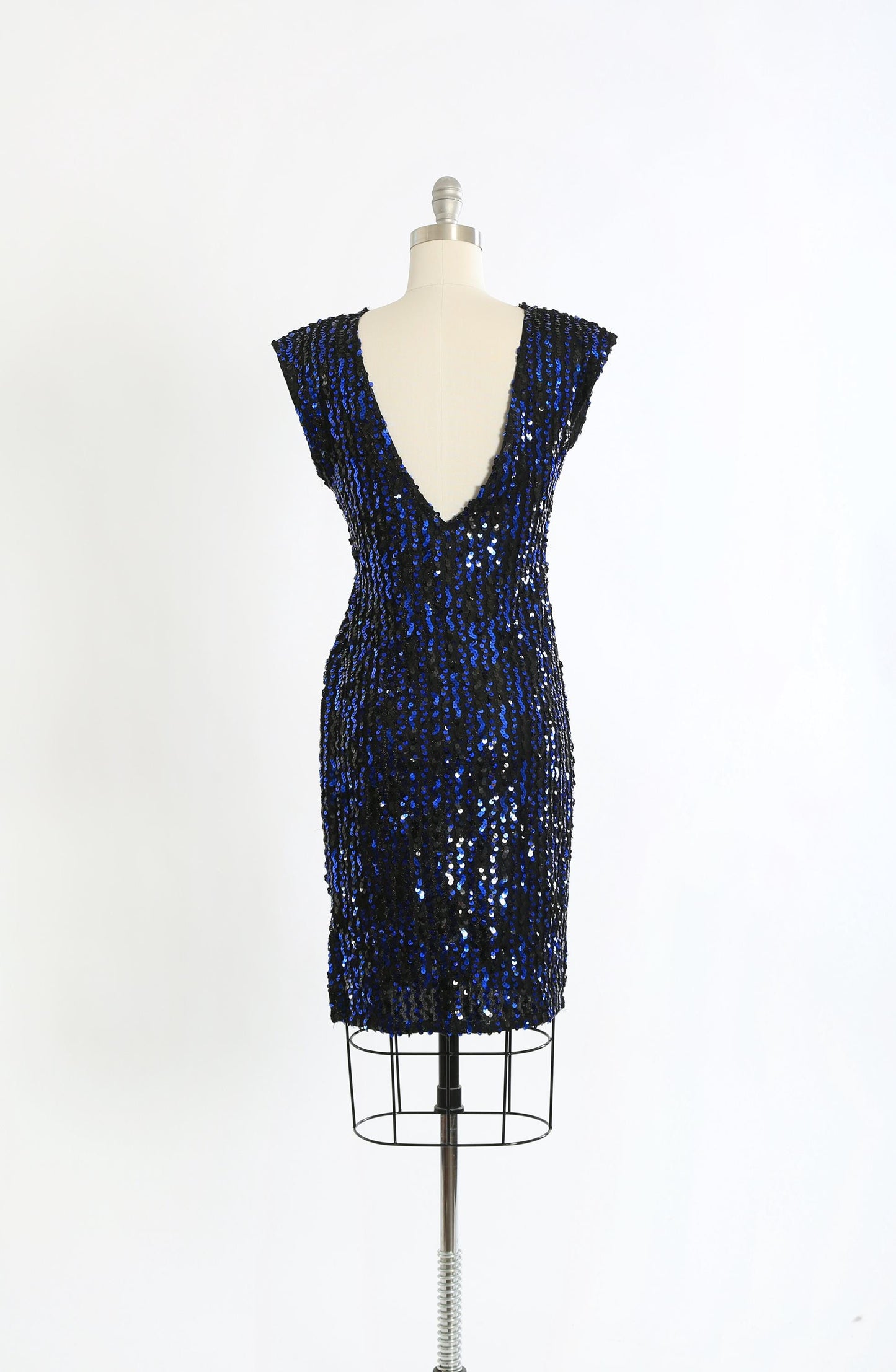 70s blue sequin mini dress