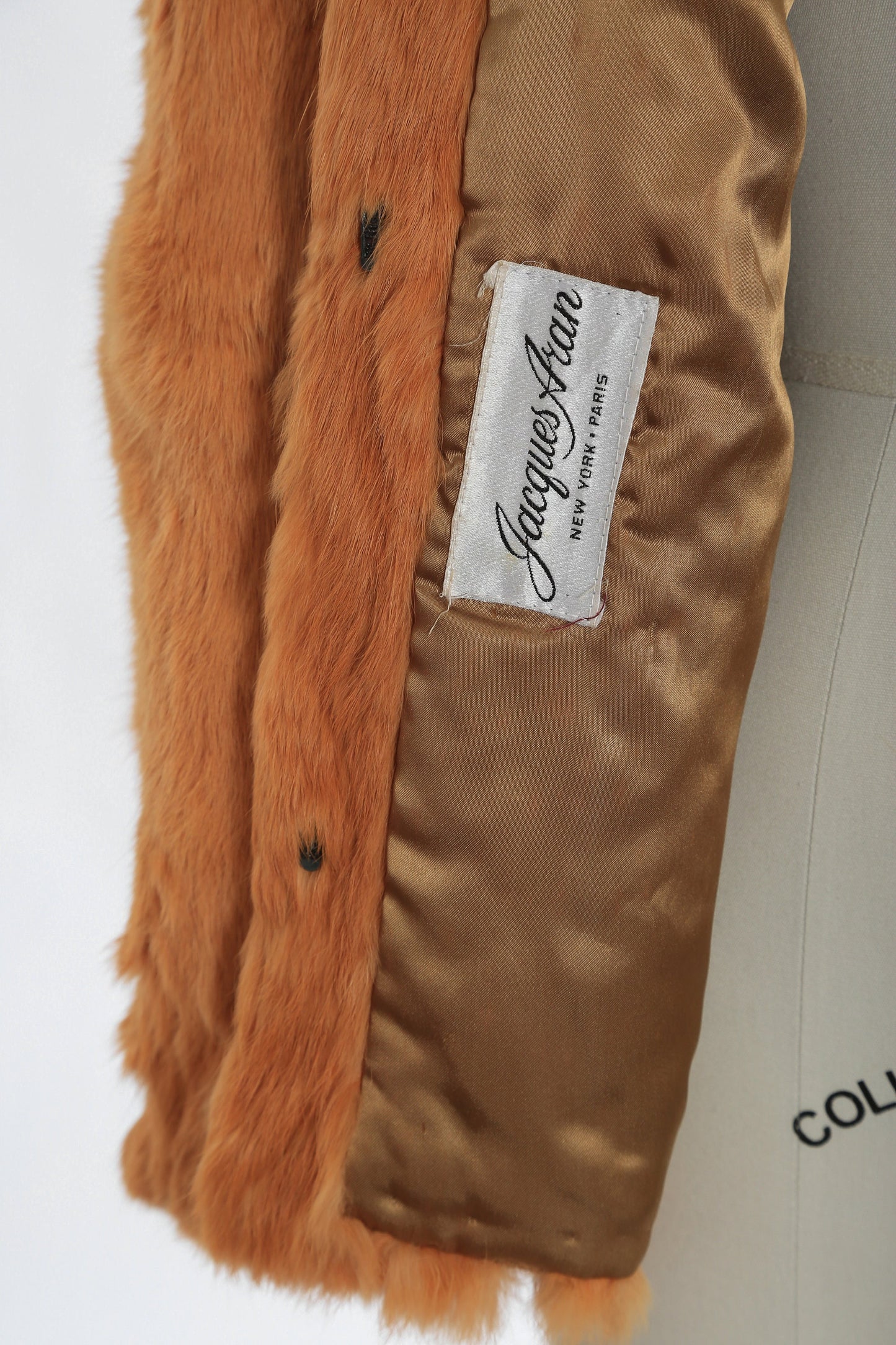 Vintage 70s orange Rabbit Fur Coat Plush chubby Stroller Jacket