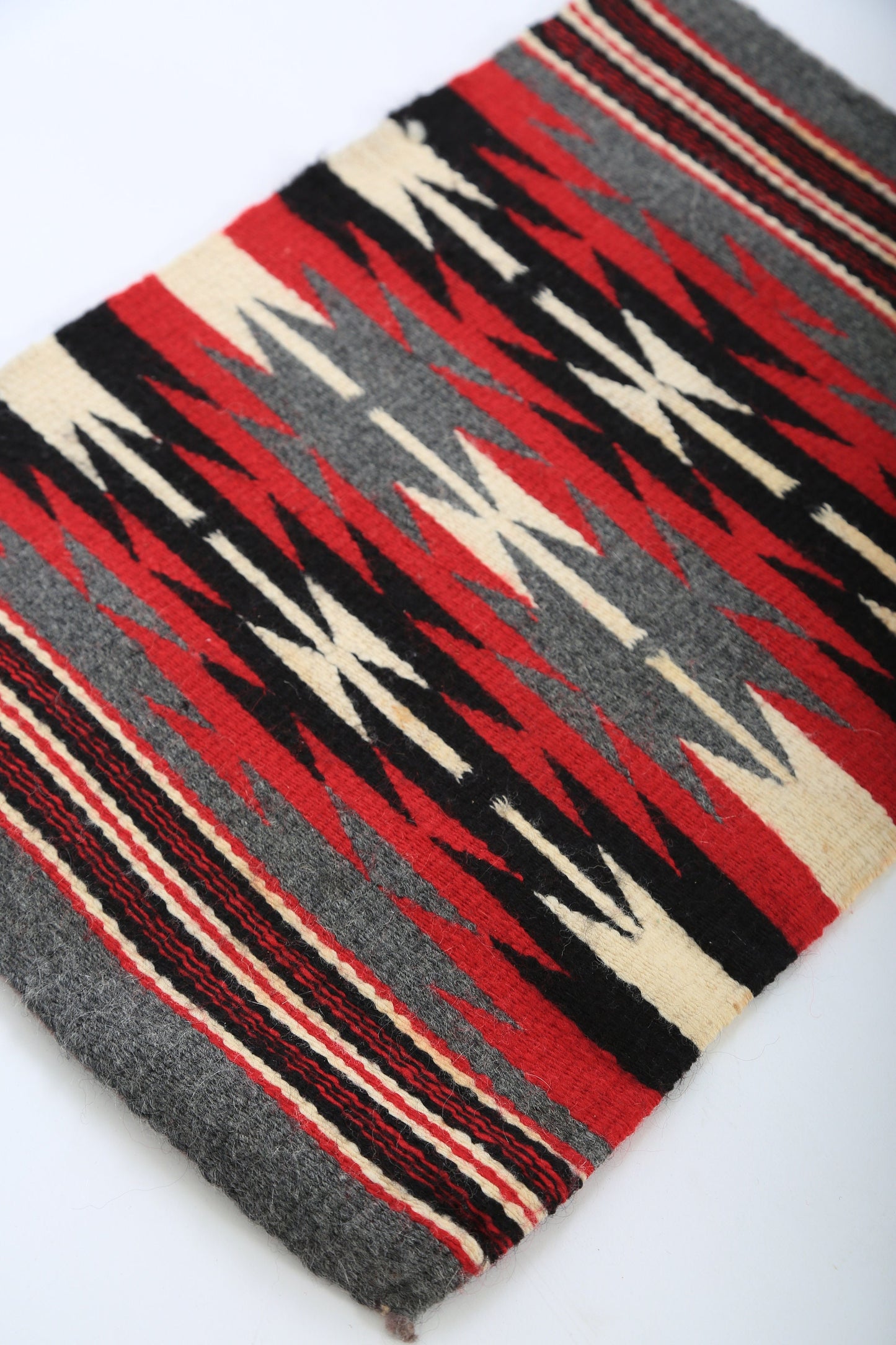 Vintage Native American Navajo hand woven wool Tapestry Wall Art Red Germantown Sampler