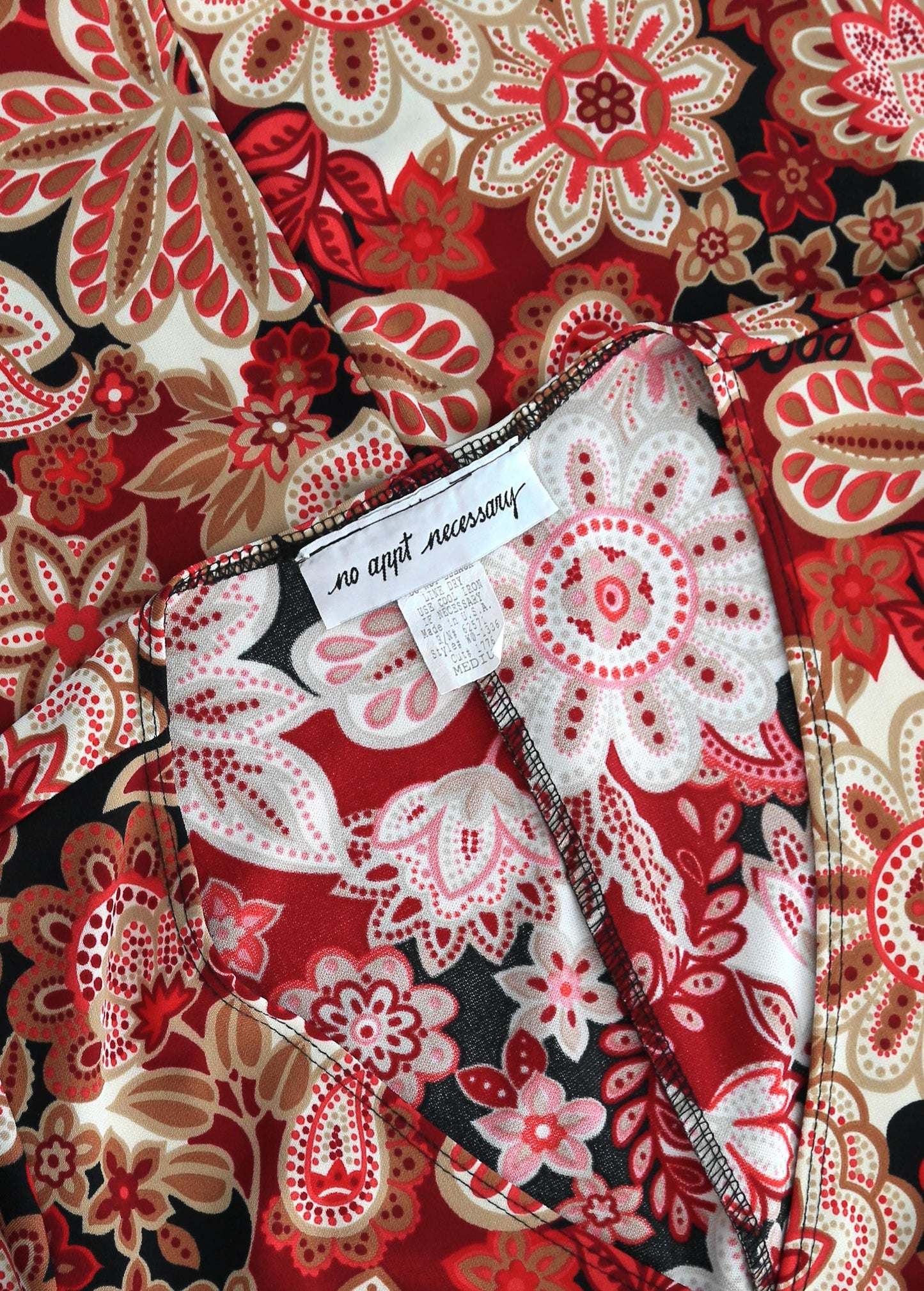 Y2K red floral Paisley faux wrap dress