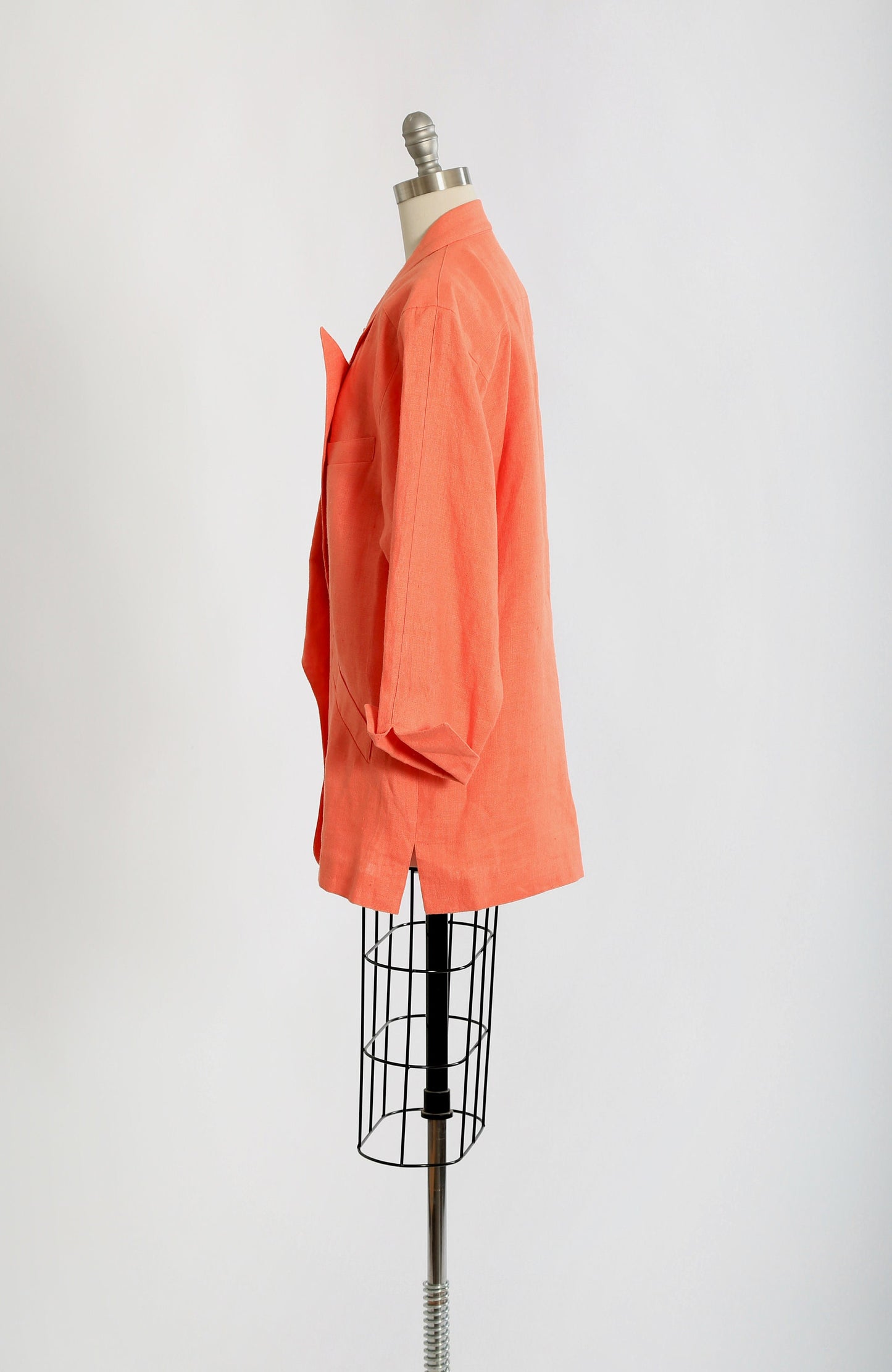 90s oversized salmon orange linen blazer jacket