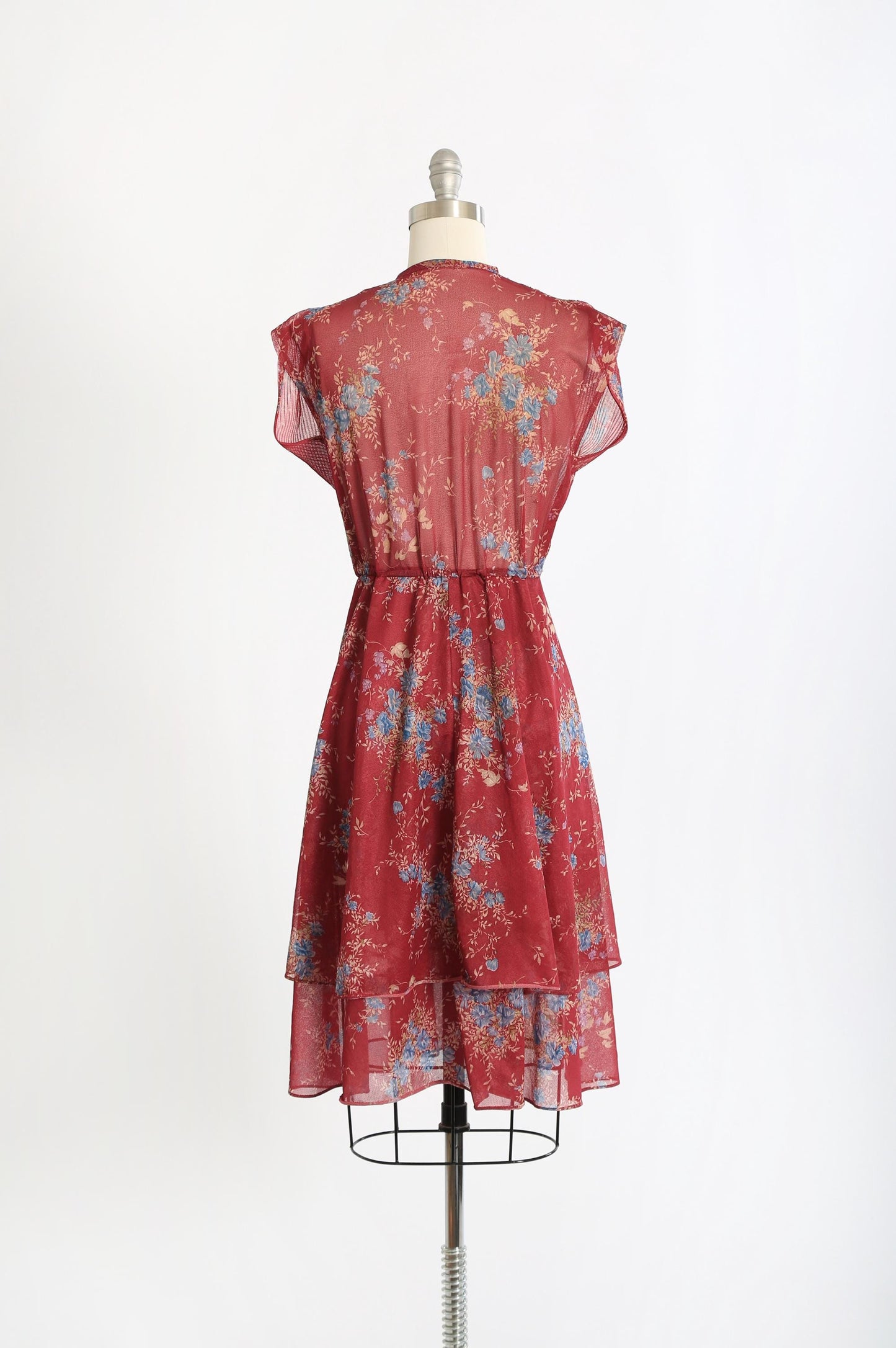 Vintage 70s semi sheer floral dress