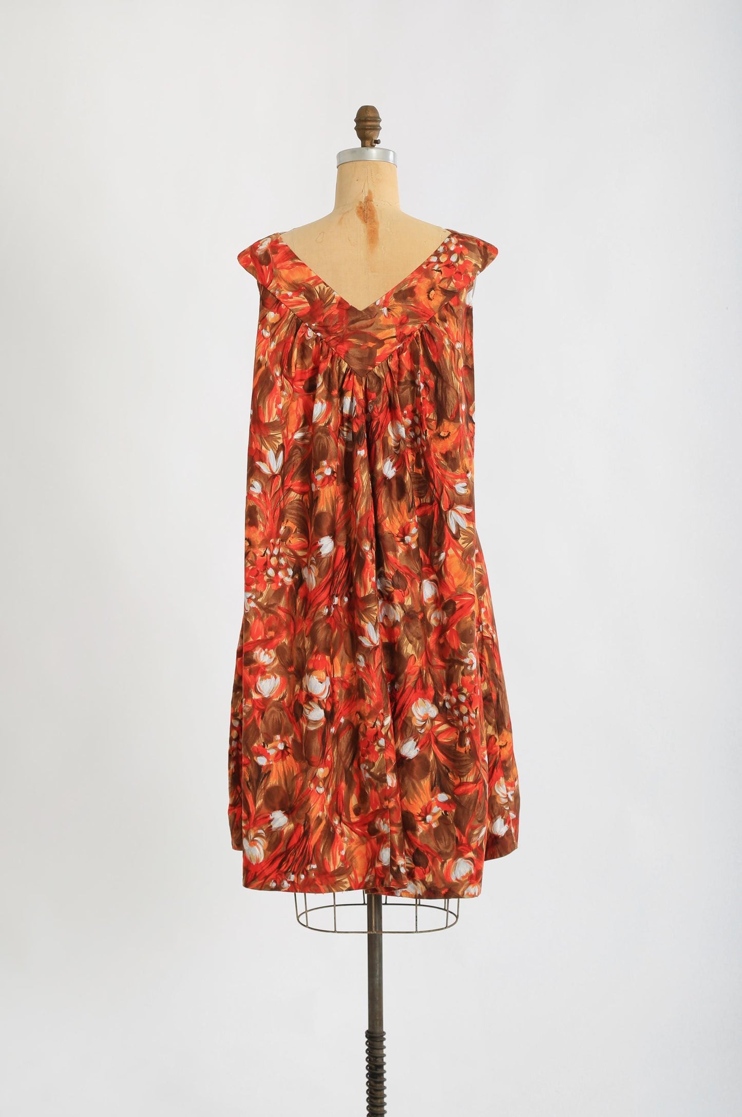 50s Hawaiian mini dress | Vintage 1950s Hookano orange floral dress