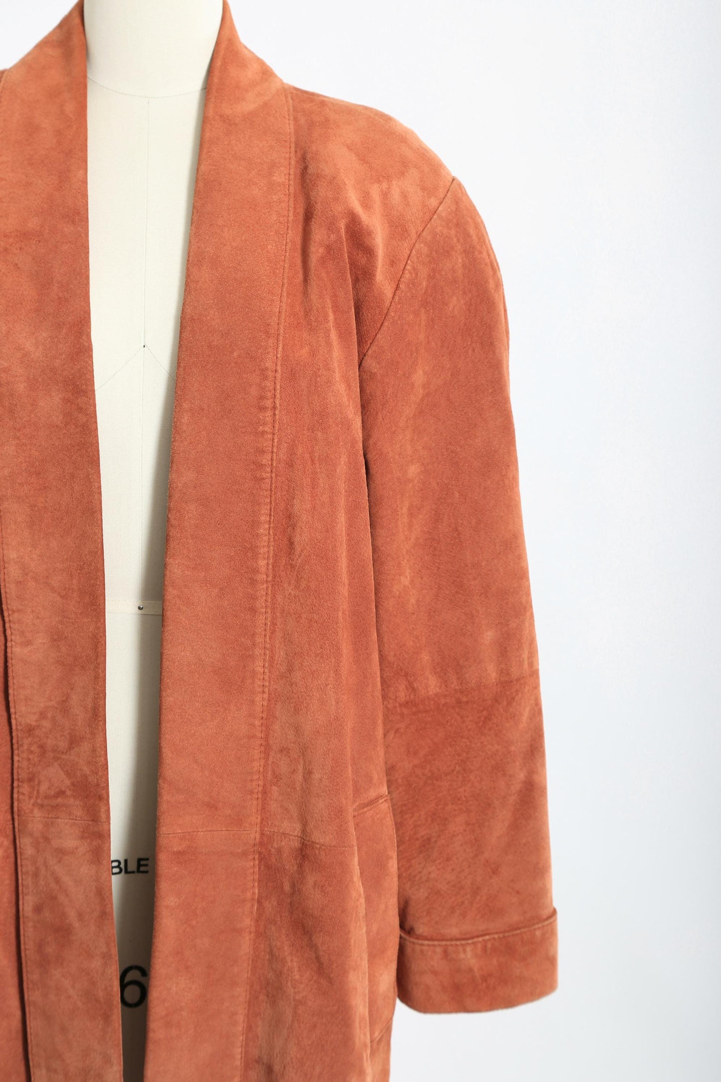 90s Burnt orange suede leather oversized coat jacket
