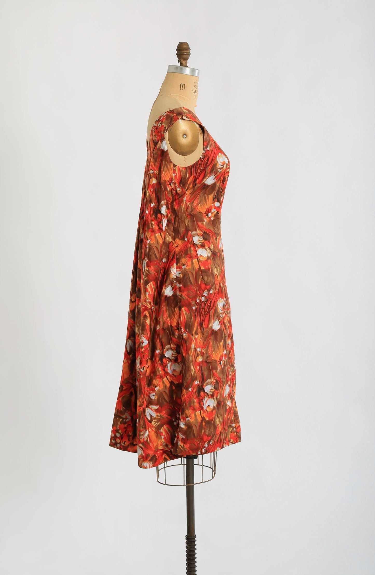 50s Hawaiian mini dress | Vintage 1950s Hookano orange floral dress