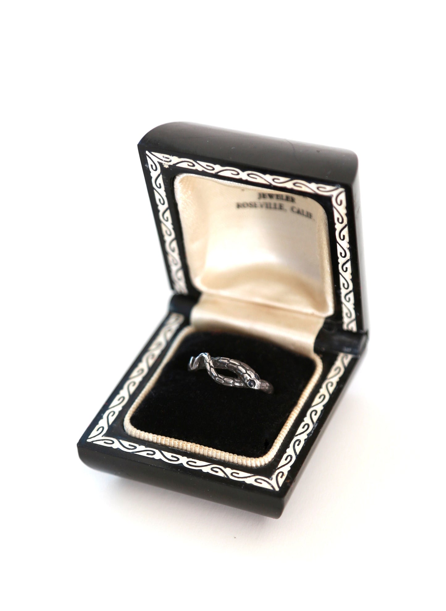 Vintage Sterling Silver sapphire snake ring sz. 7 1/2
