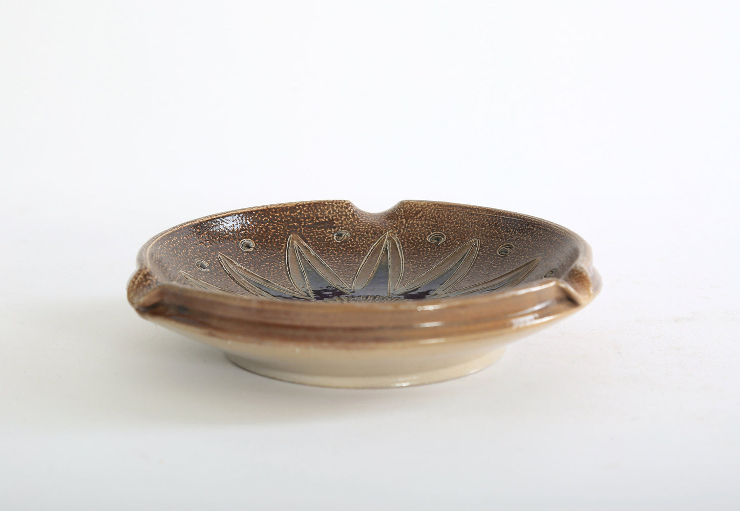 Vintage Mid century Modern Greman stonewear ceramic flower ashtray