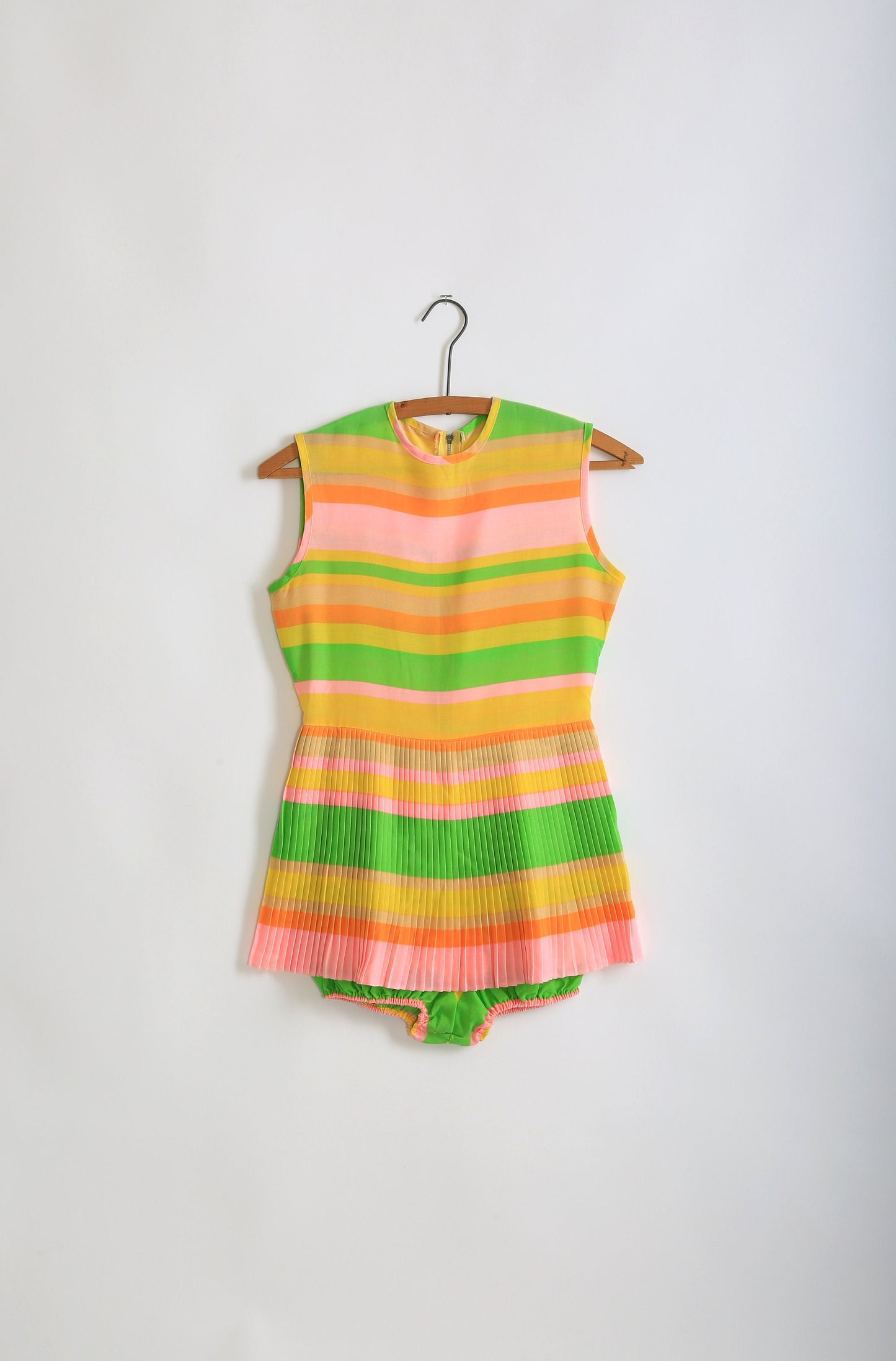 60s neon rainbow striped playsuit romper