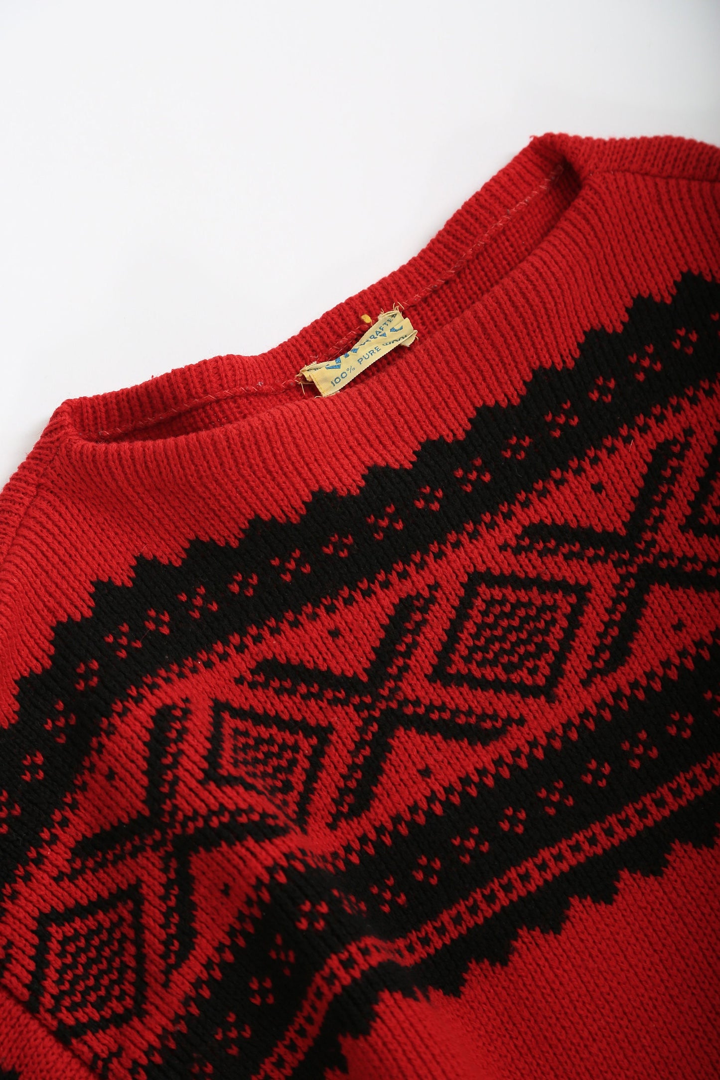 Vintage 60s red southwestern hand knit wool Sweater