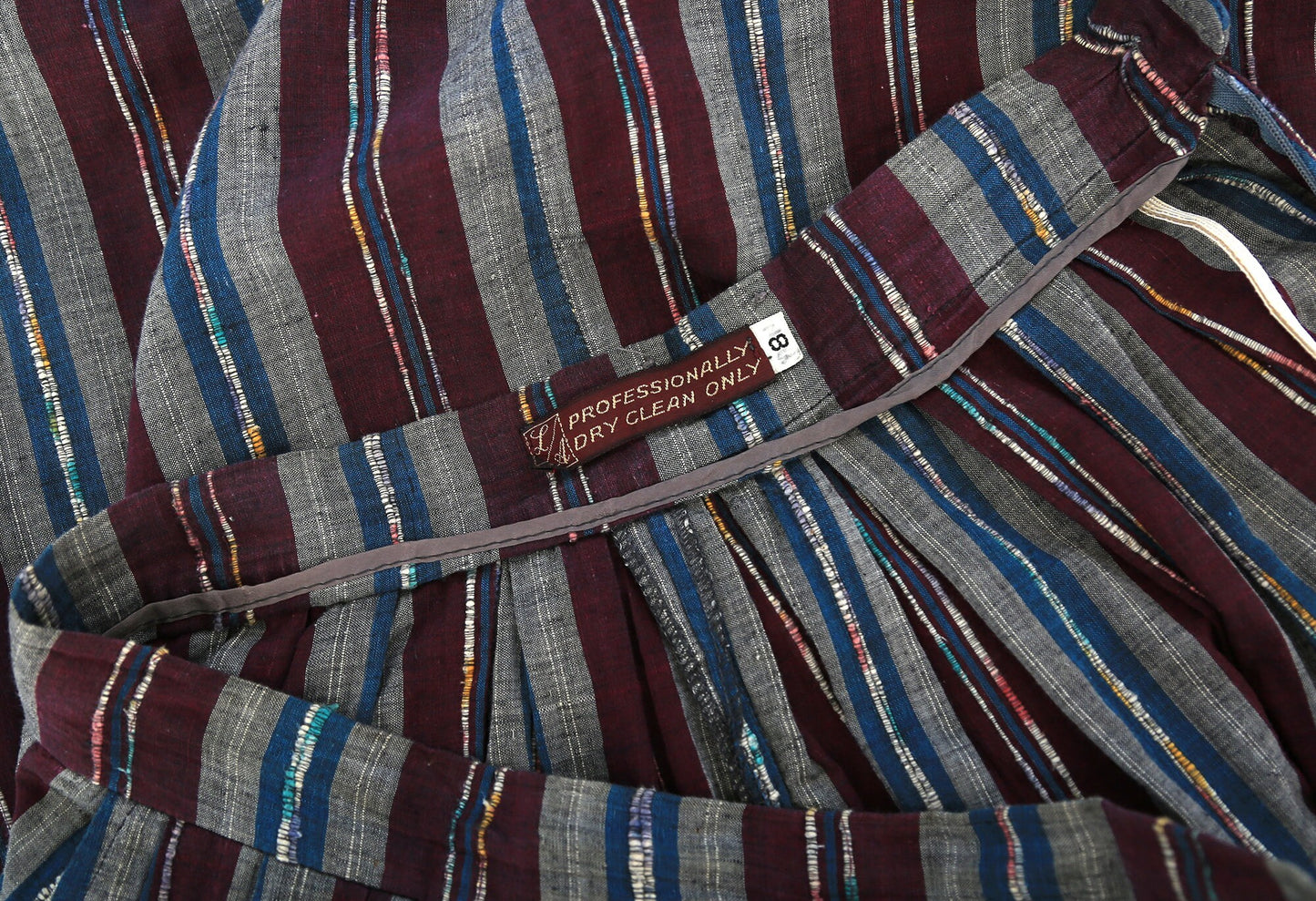 Vintage 70s striped cotton embroidered skirt