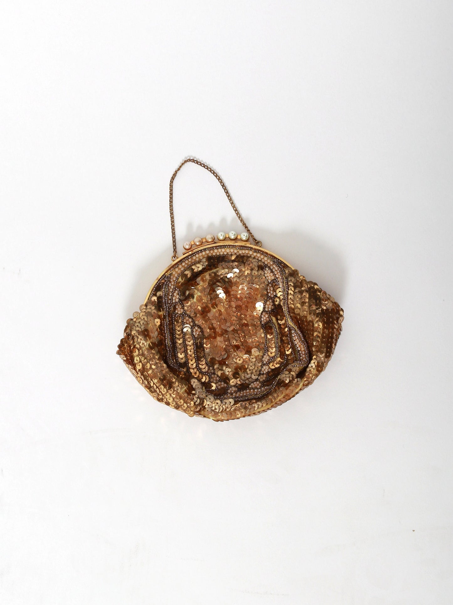 40s gold sequin seed pearl purse