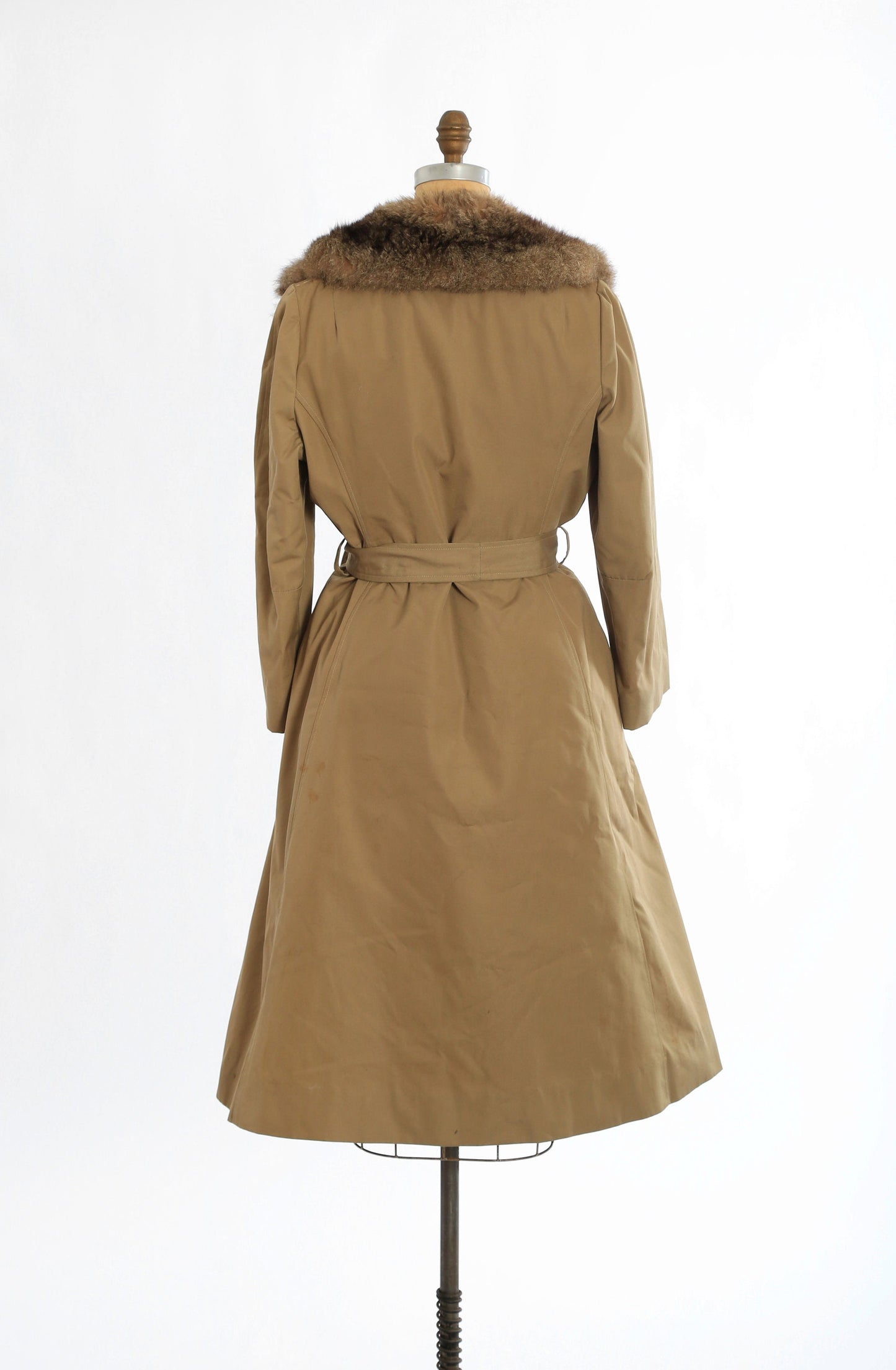 Vintage 1970s coyote fur trench coat