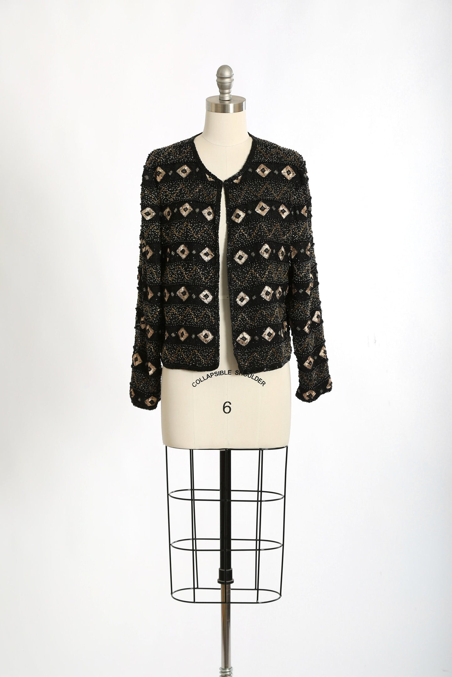 Vintage 90s southwestern beaded gold embroidered silk jacket | 1990s beaded trophy jacket
