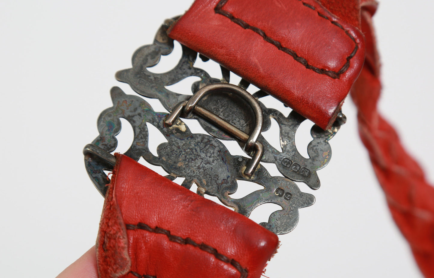Antique Victorian English sterling silver clover belt buckle belt | Elizabeth Morley 1800s sterling buckle