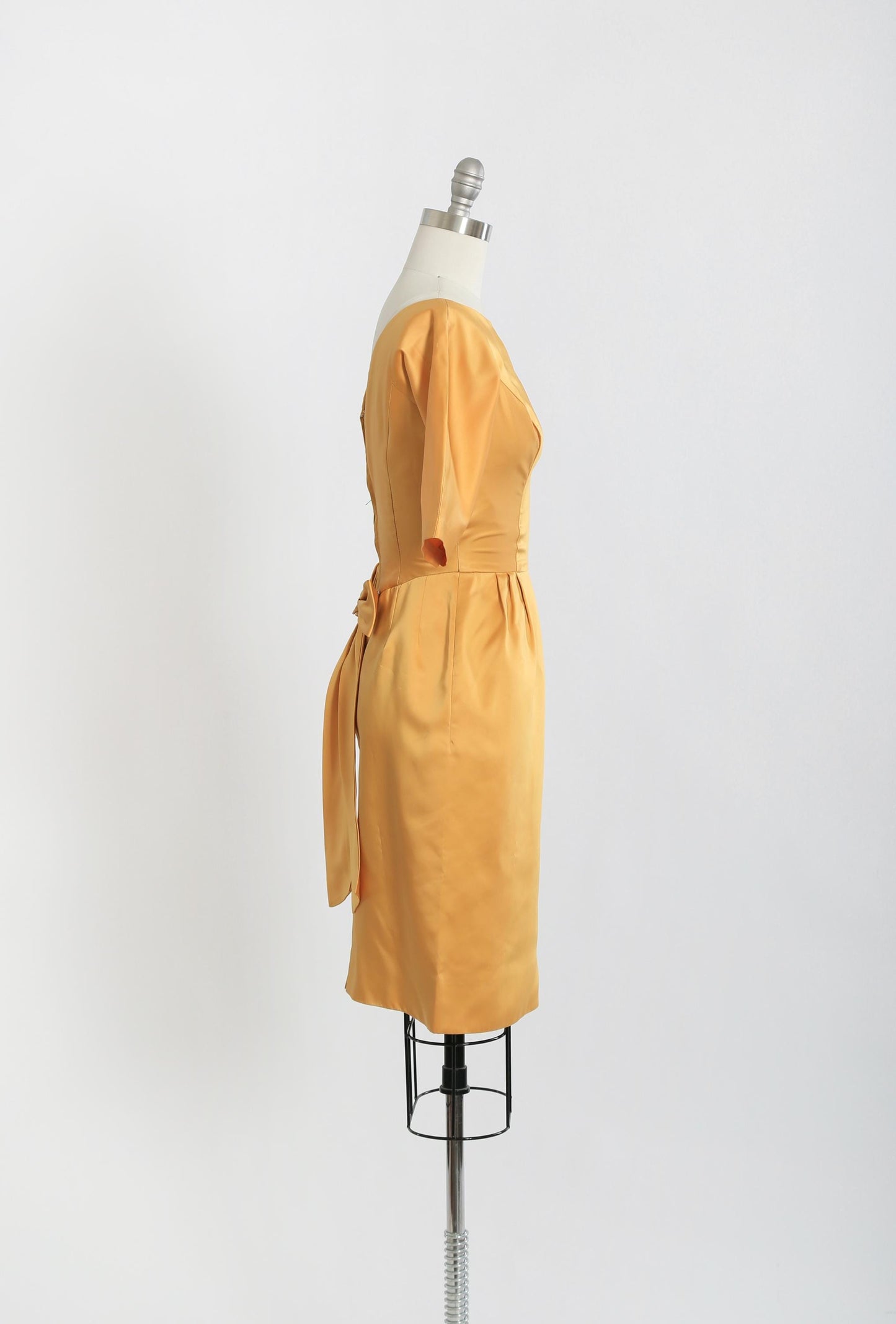 50s Gold satin wiggle dress