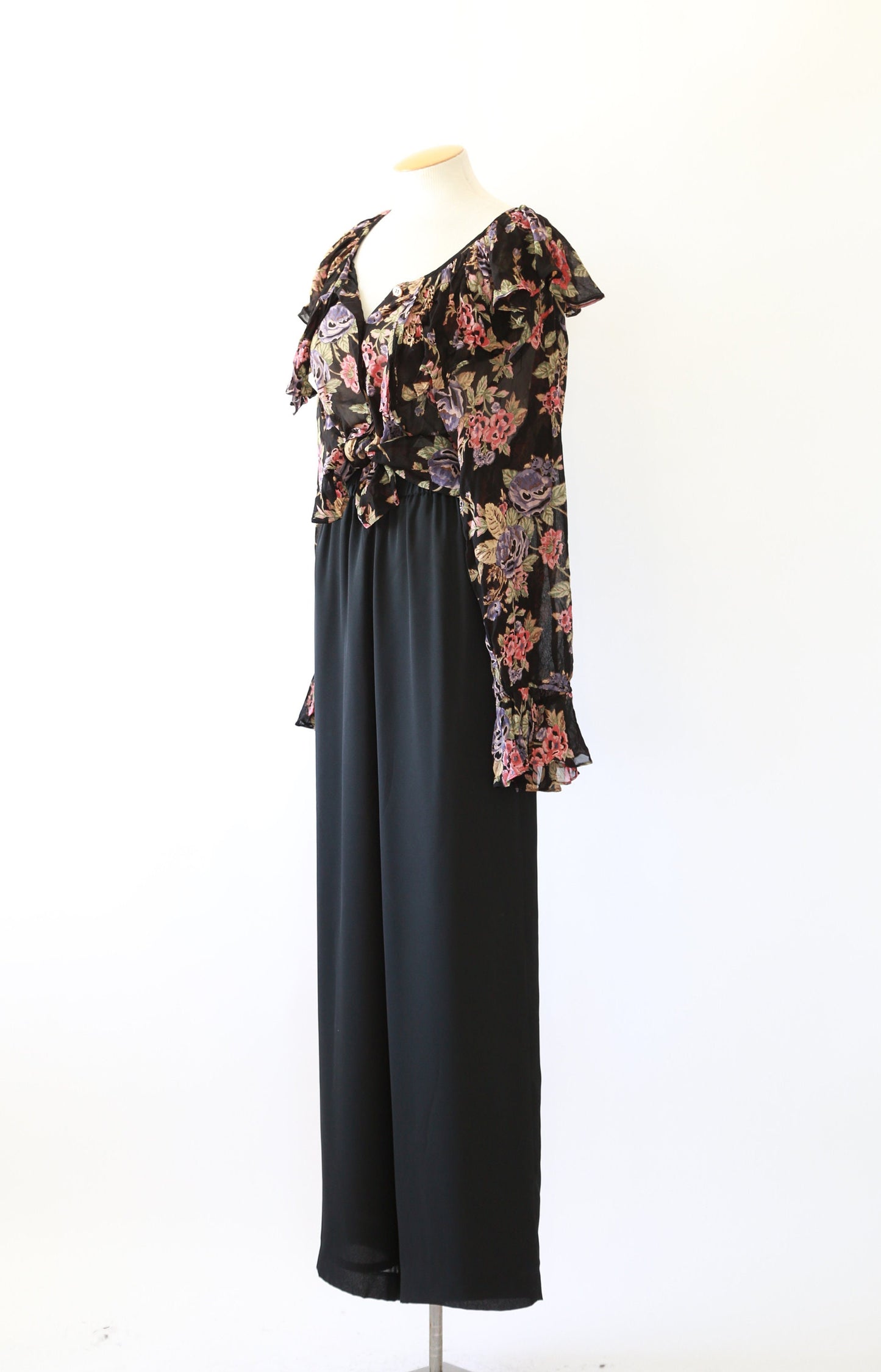 Vintage 90s sheer floral ruffle blouse