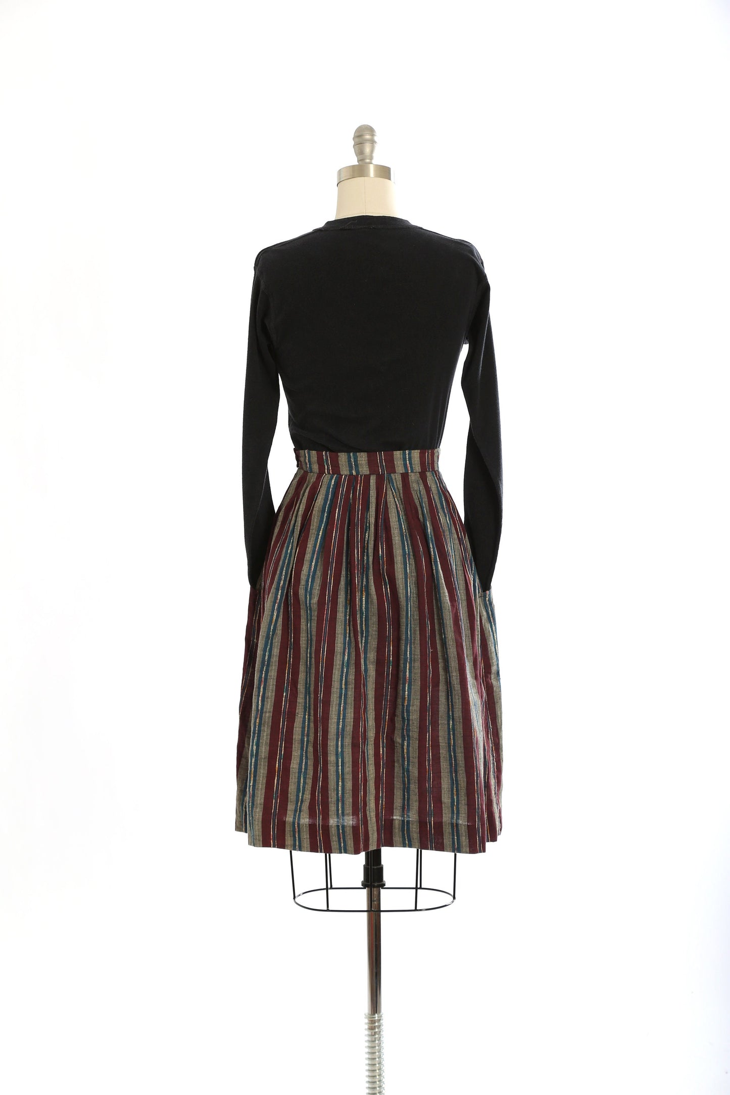 Vintage 70s striped cotton embroidered skirt