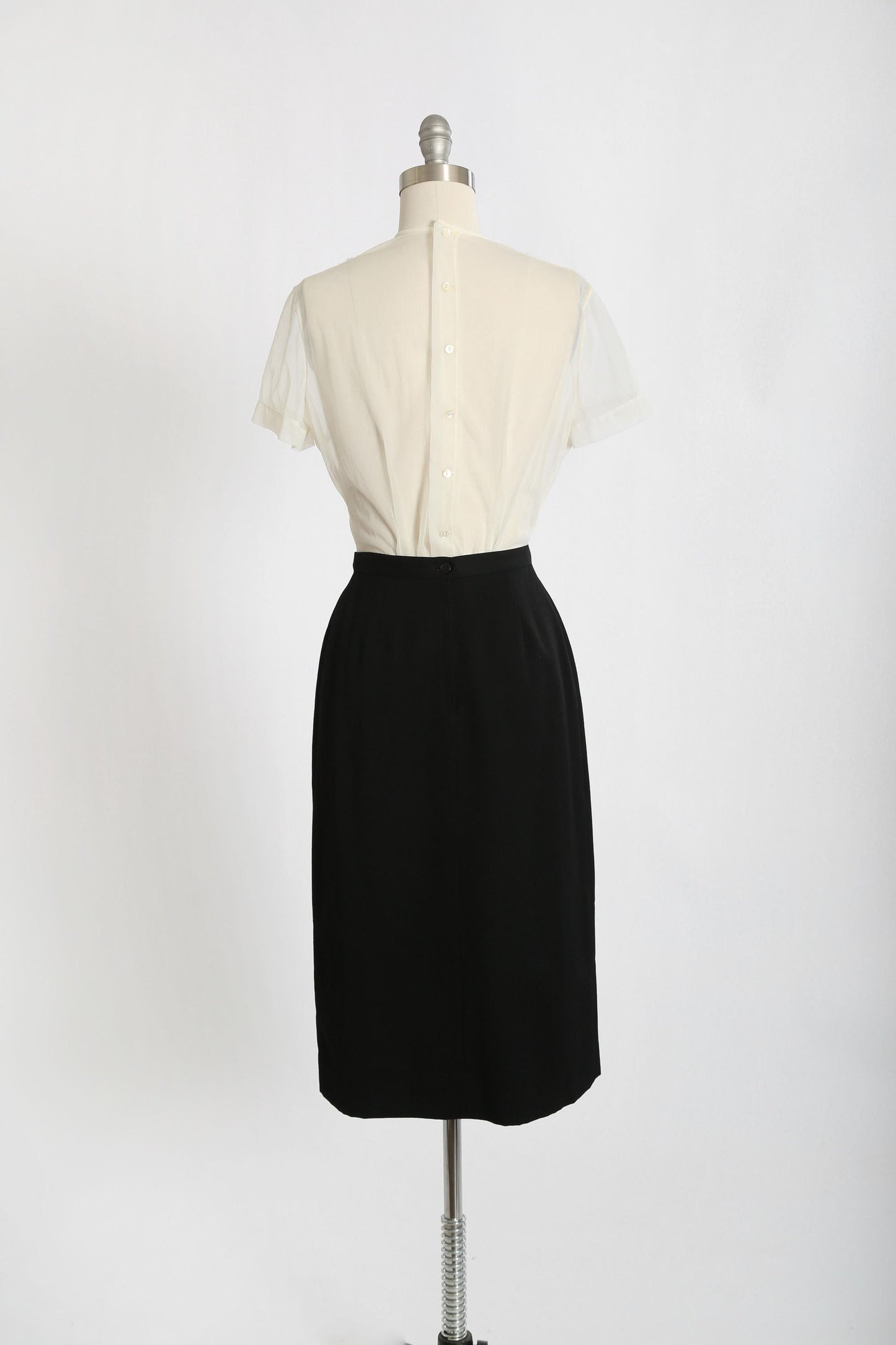 60s black worsted wool Paul Stanley pencil skirt