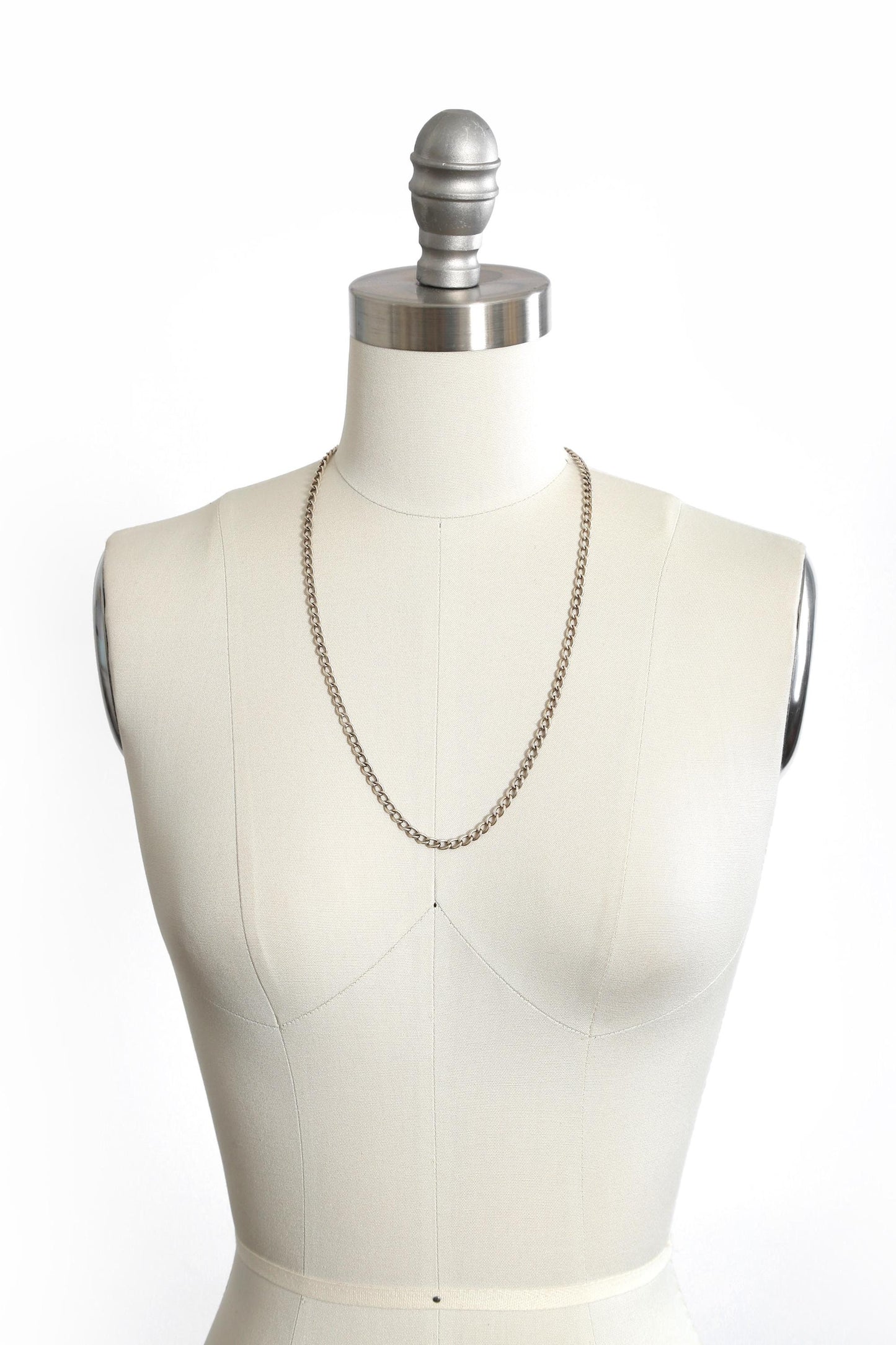 Vintage sterling silver curb chain necklace 25" 25g
