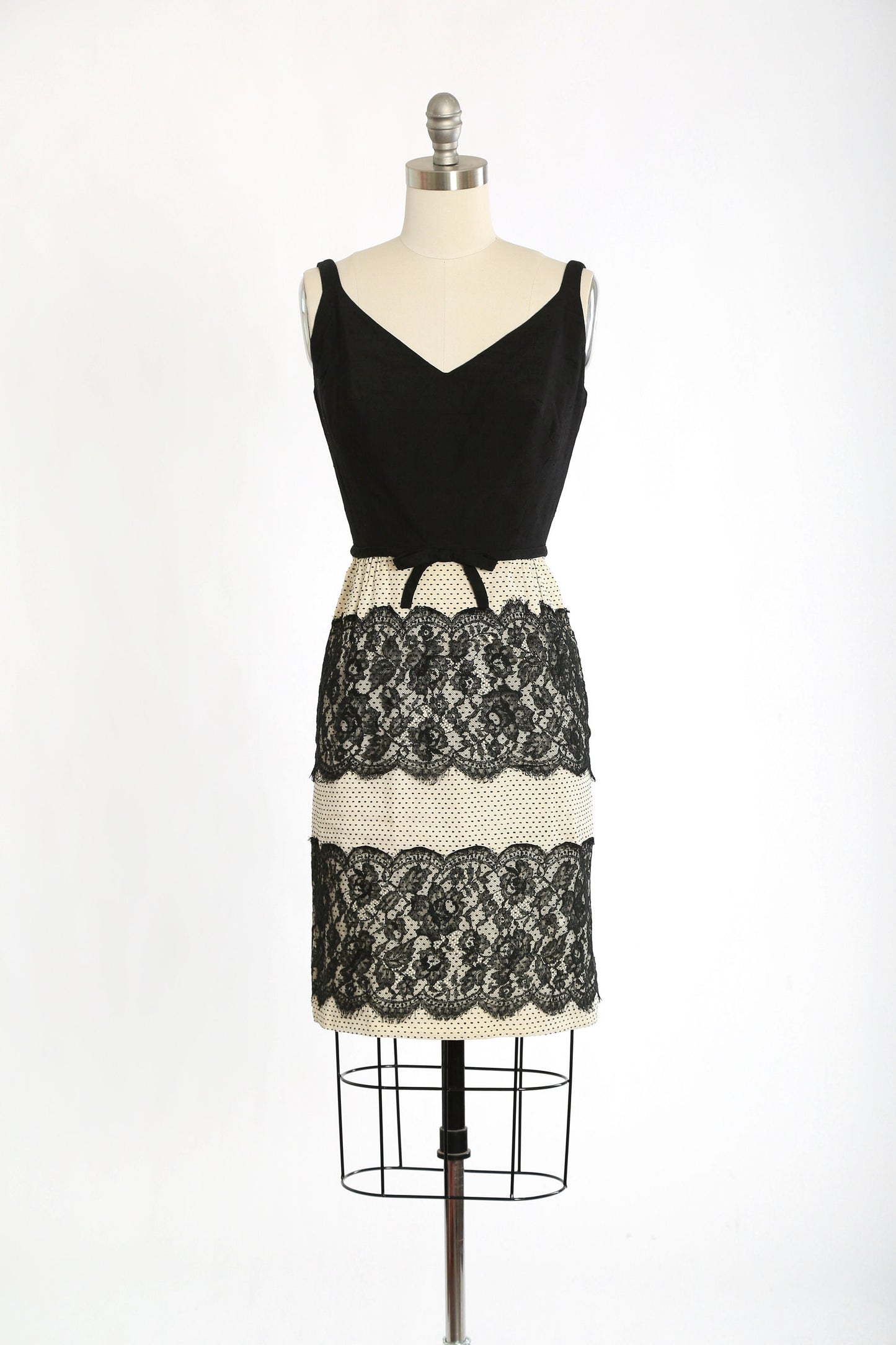 Vintage 60s Swiss dot lace dress | 1960s Harou lace dot cocktail dress
