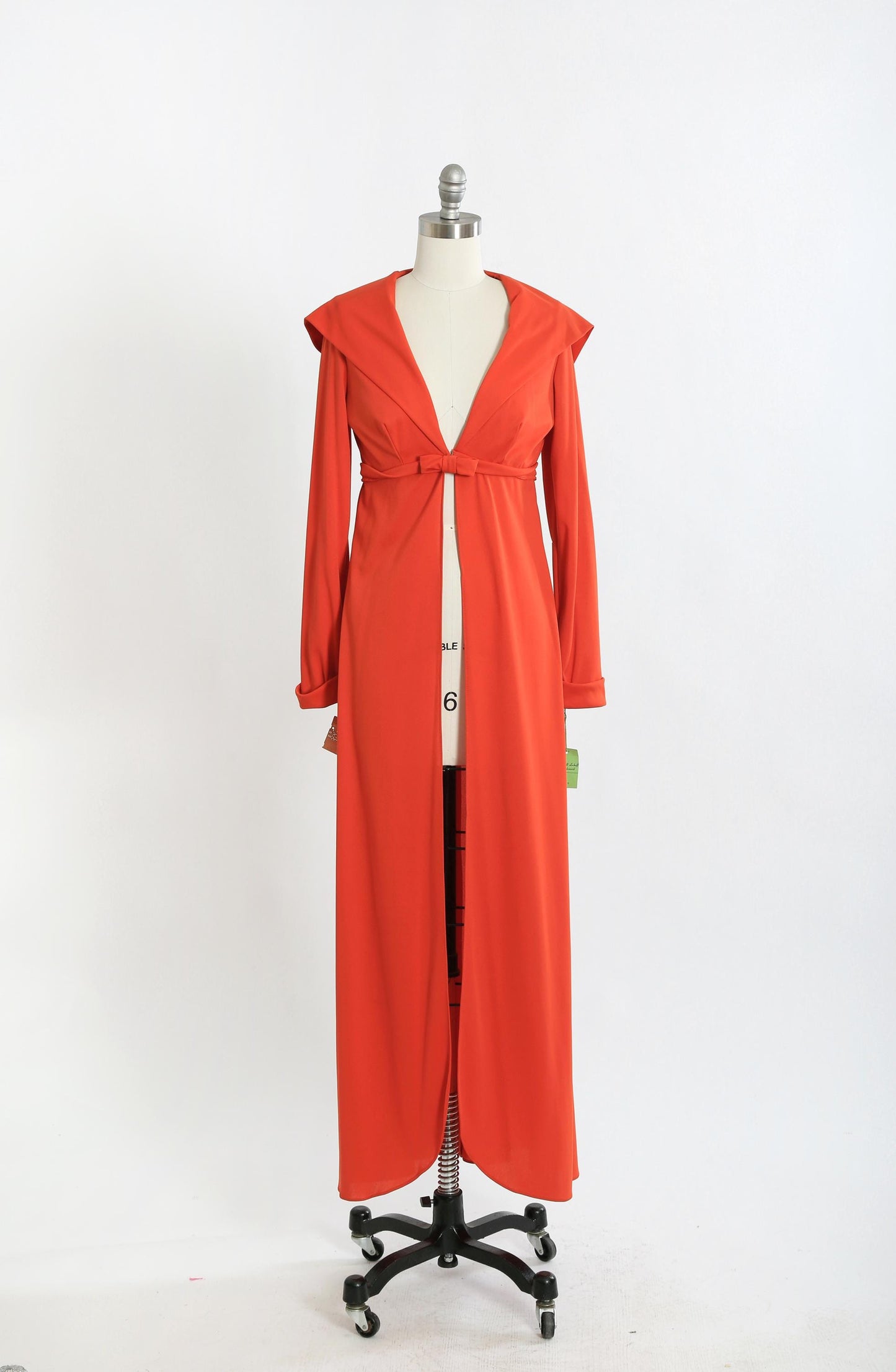 70s Orange hooded coat cape | Vintage 1970s deadstock hooded duster