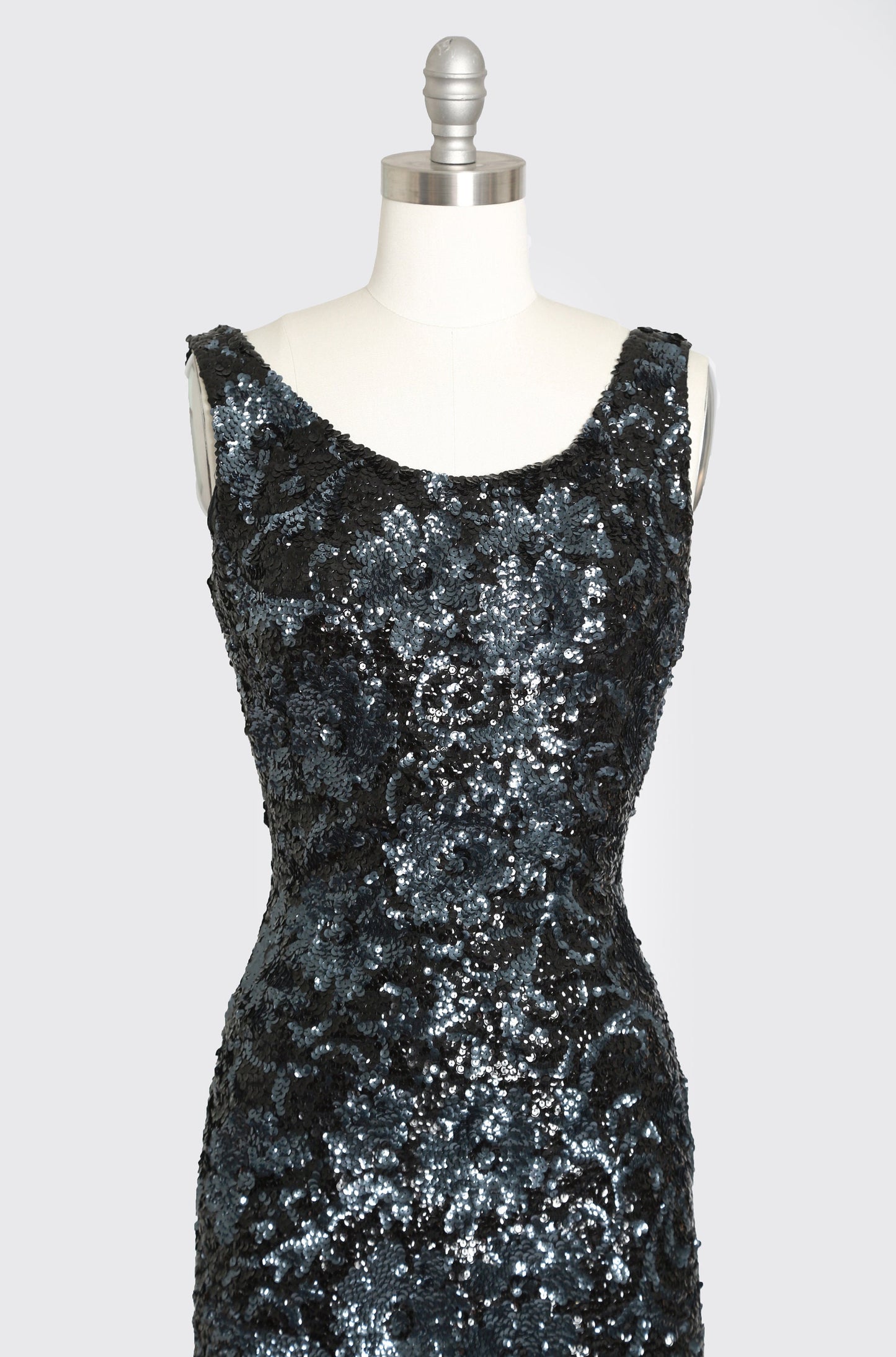 Vintage 50s black hand sequin wool wiggle dress | 1950s sequin cocktail dress