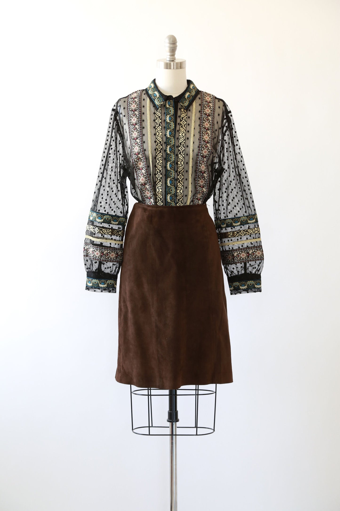 Vintage 60s brown suede leather mini skirt
