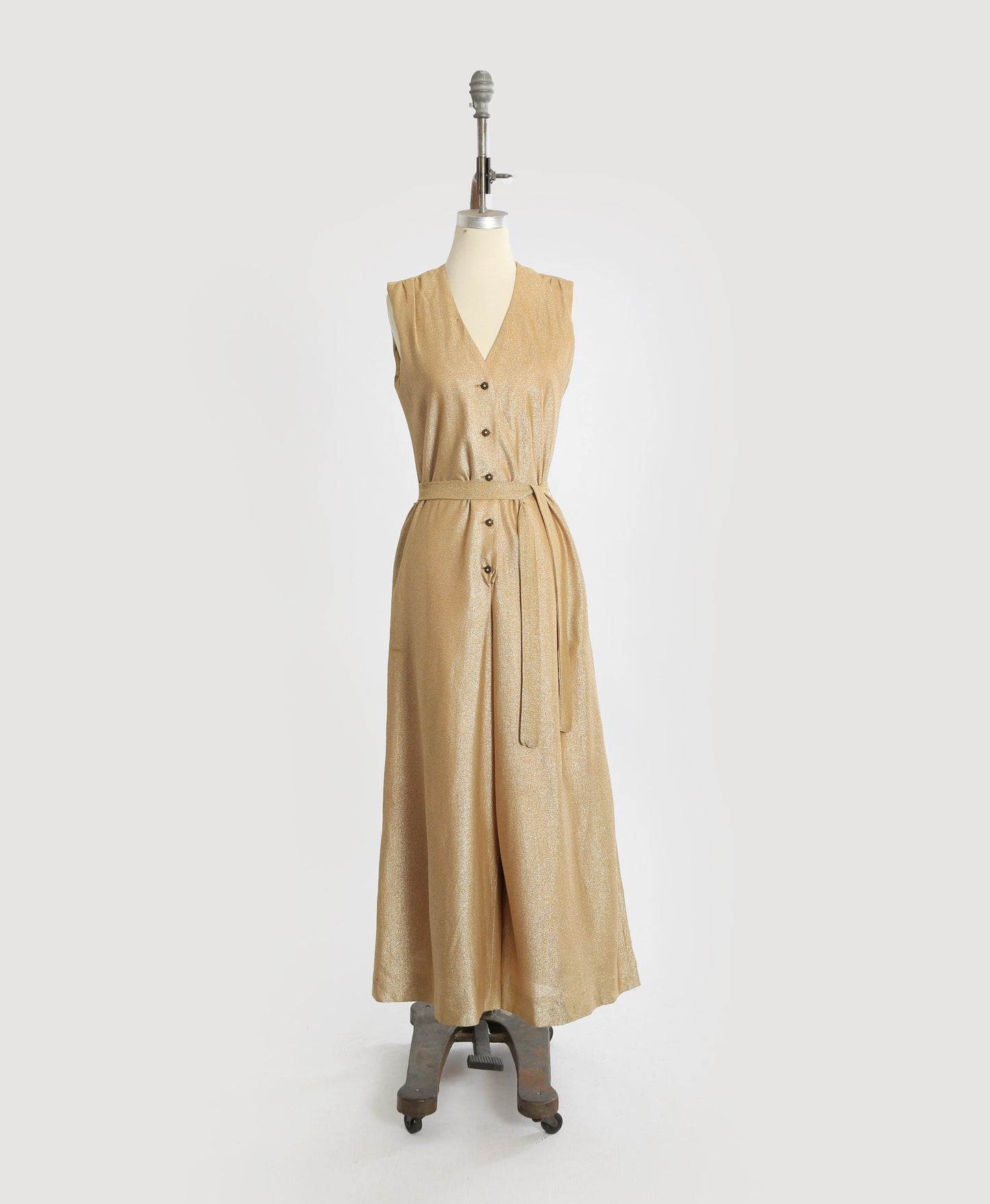 60s Alex Colman California gold jumpsuit | Vintage 1960s Gold Lurex palazzo pant jumpsuit