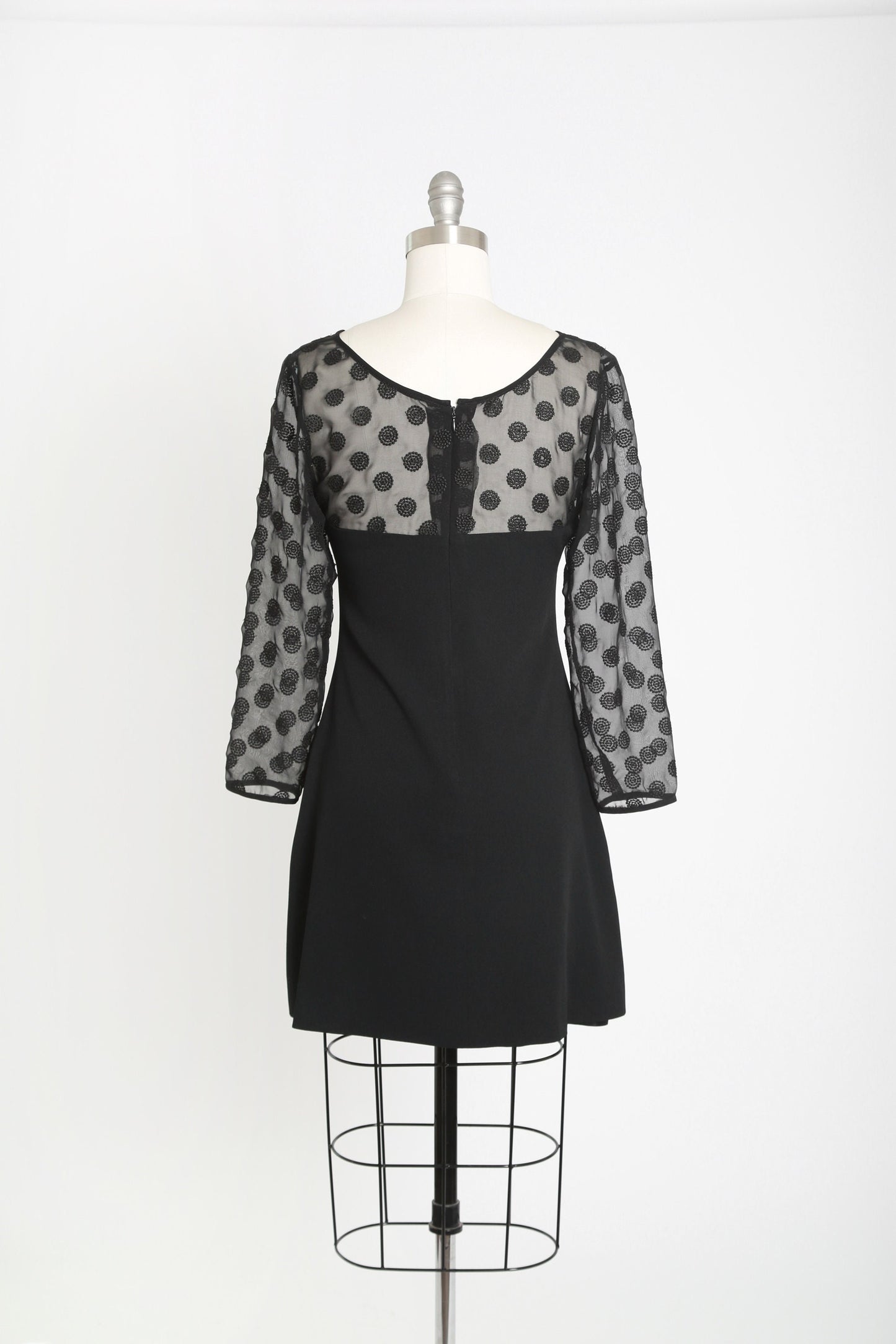 Bergdorf Goodman sheer embroidered dot mini dress Sz. 6