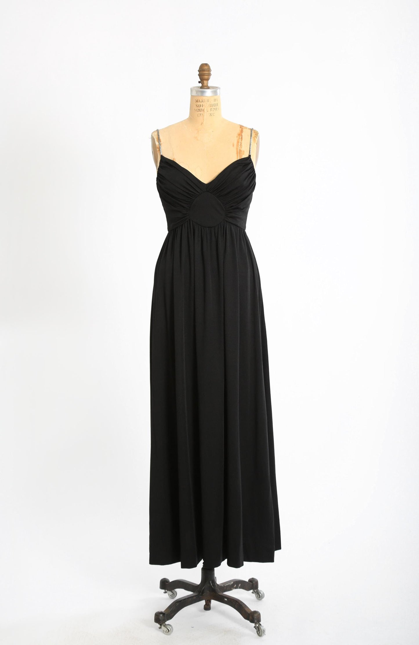 Vintage 70s black rhinestone maxi dress