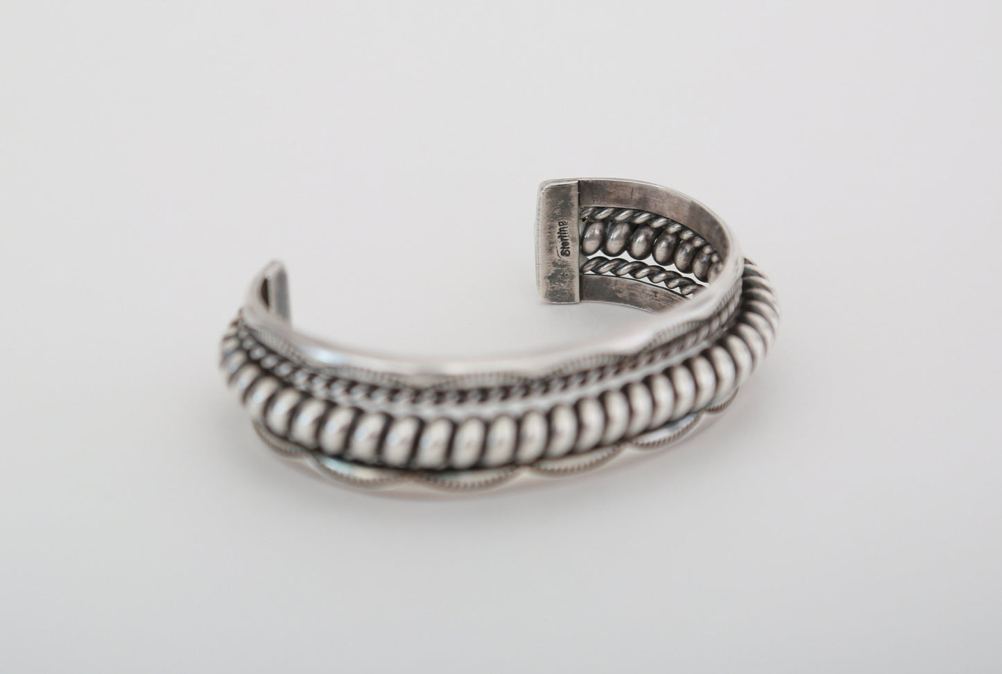 Vintage Navajo TAHE sterling silver signed cuff bracelet 56g