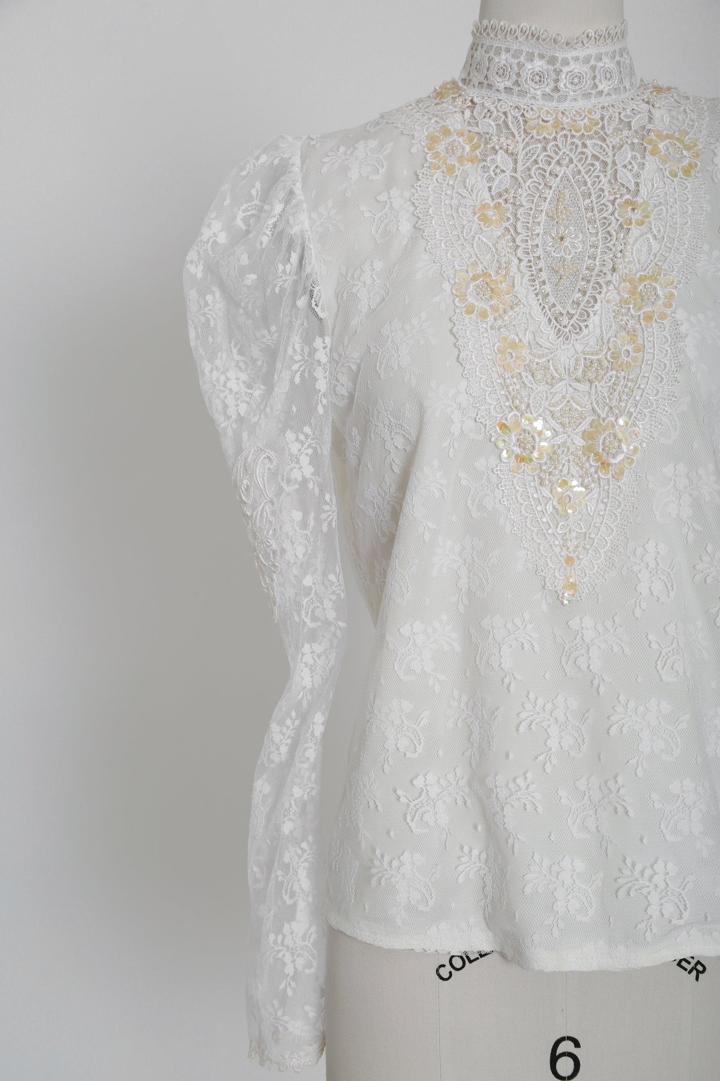 Vintage Scott McClintock victorian floral sequin blouse