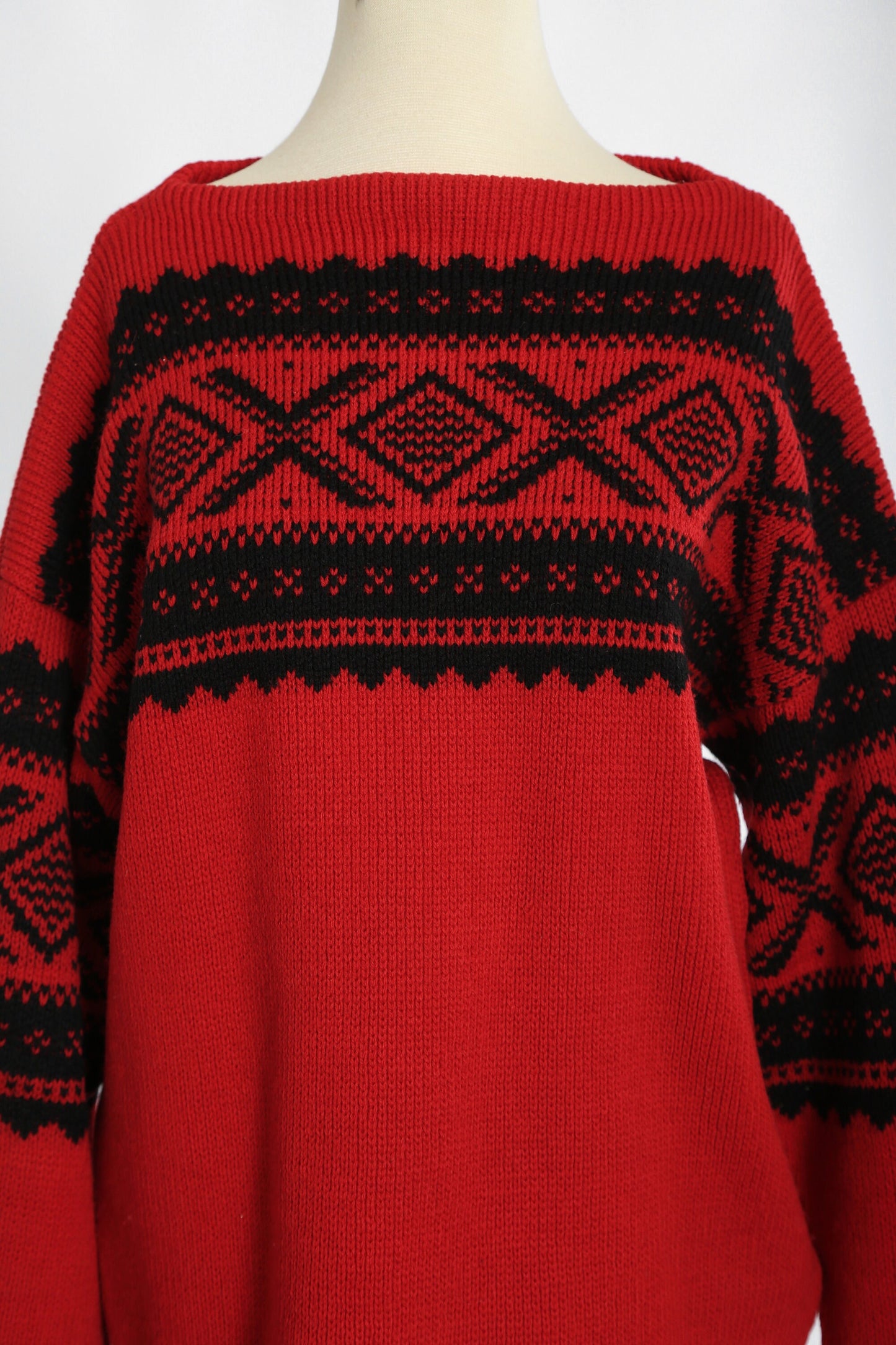 Vintage 60s red southwestern hand knit wool Sweater