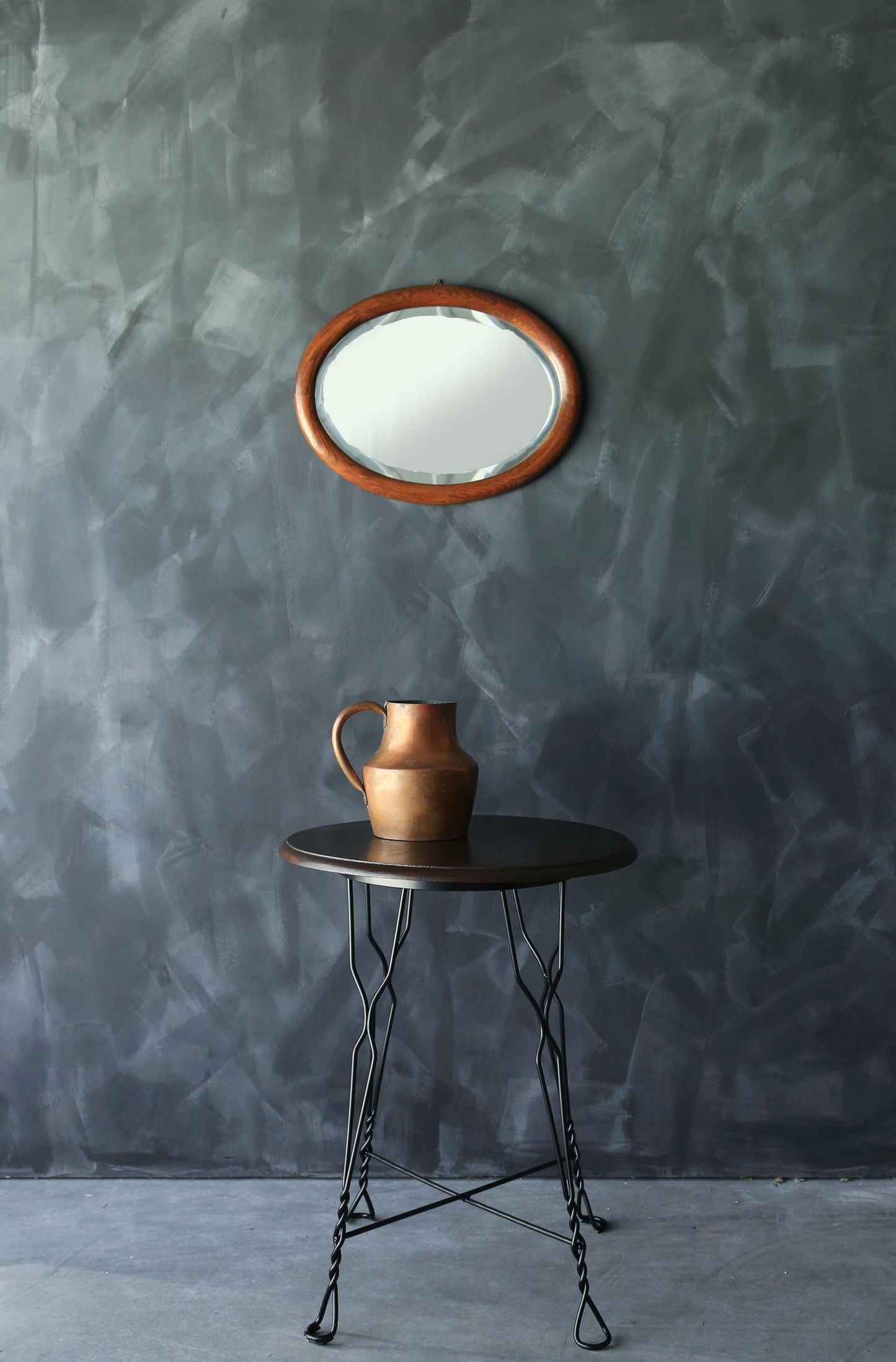Antique Oak wood Oval mirror