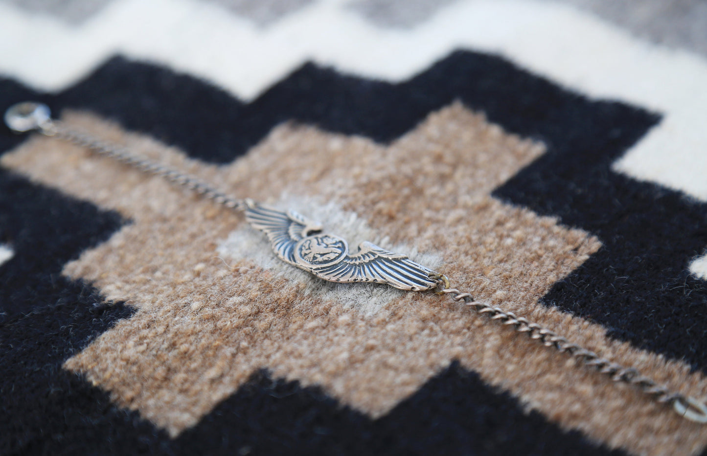 Vintage 1940s WWII US. Army Air Force flight wings sterling silver bracelet 8.3g